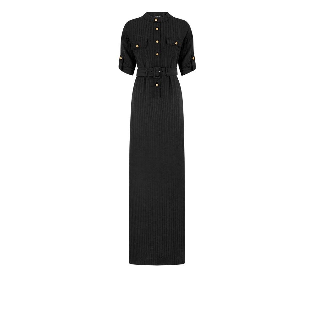 o1loc1c1225 AB3427 Viscose Maxi Dress in Black