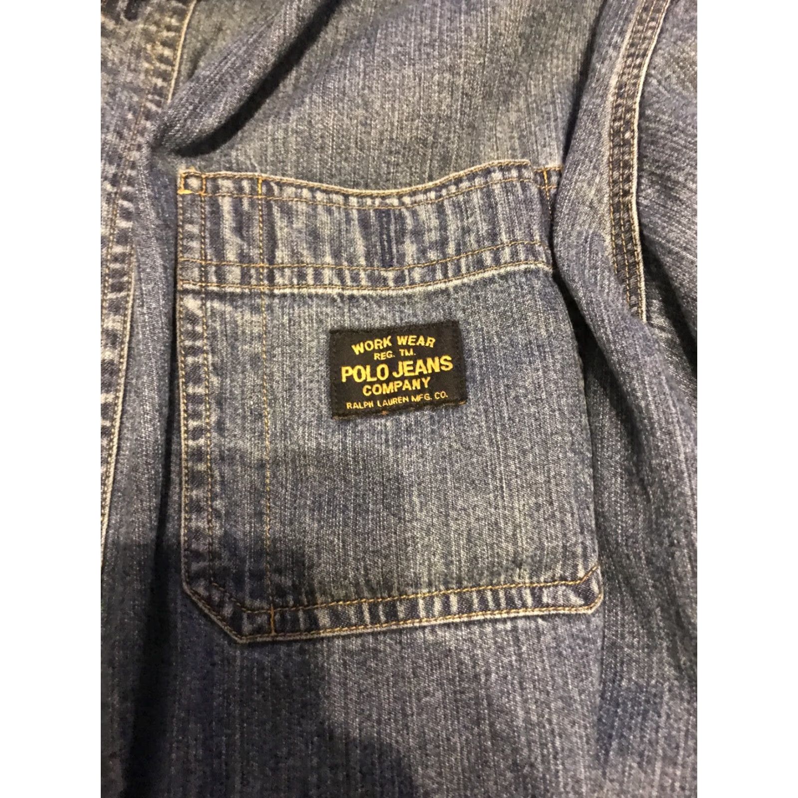 Ralph Lauren VINTAGE Polo Jeans Co. Ralph Lauren Shirt Mens XL Denim Blue Workshirt 90s Size US XL / EU 56 / 4 - 2 Thumbnail