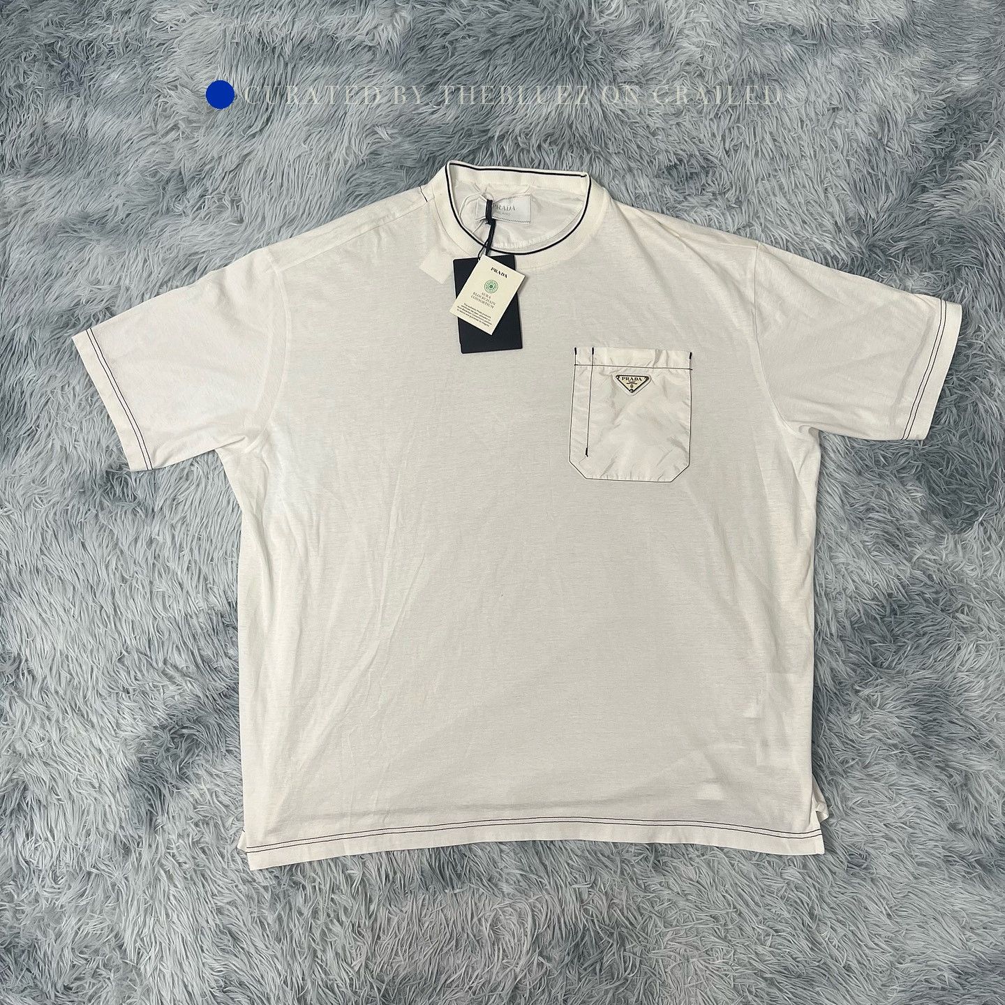 Prada Logo Pocket T-Shirt in White Size US L / EU 52-54 / 3 - 1 Thumbnail