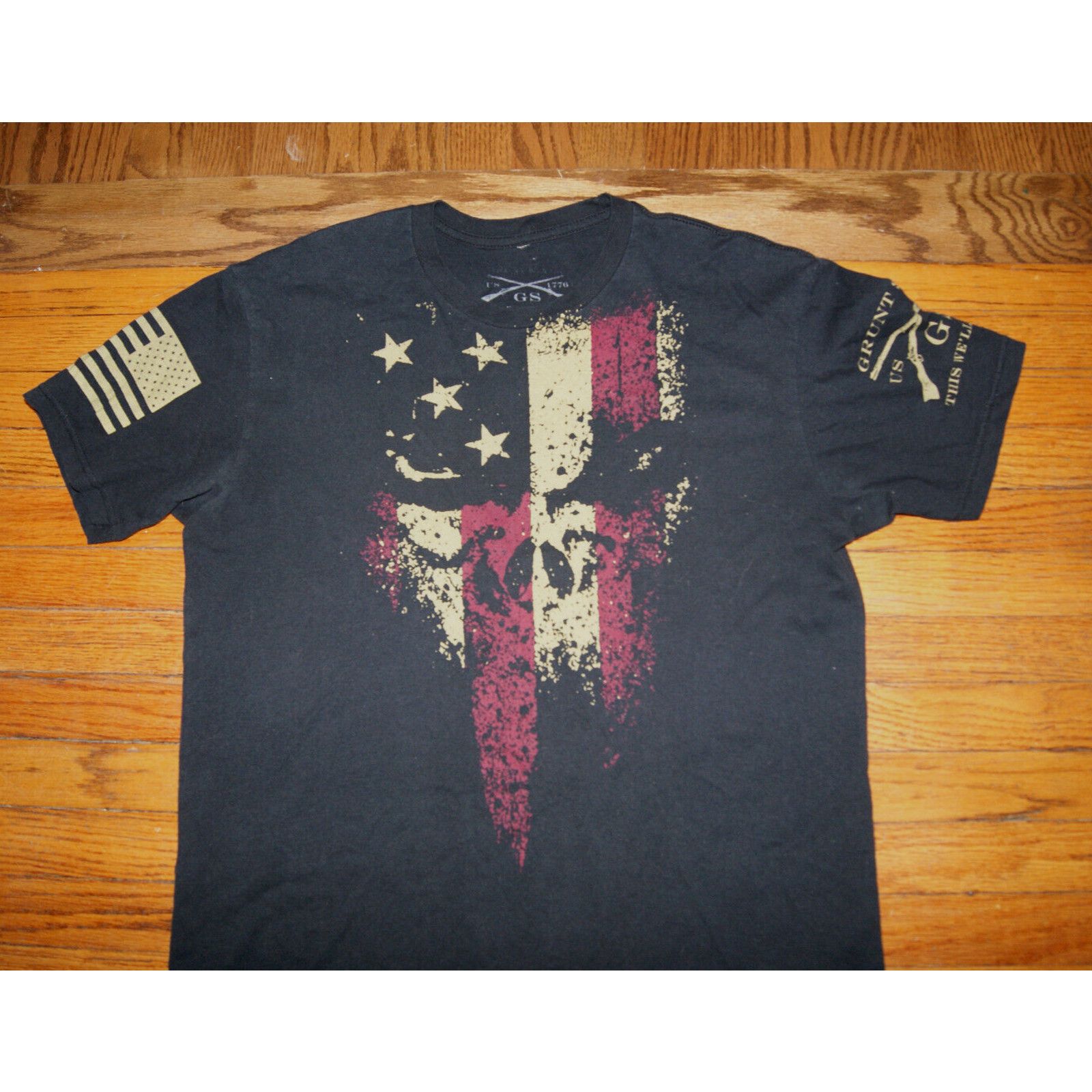 Grunt Style Grunt Style Rugged Skull USA American Flag Mens Large TShirt Size US L / EU 52-54 / 3 - 1 Thumbnail