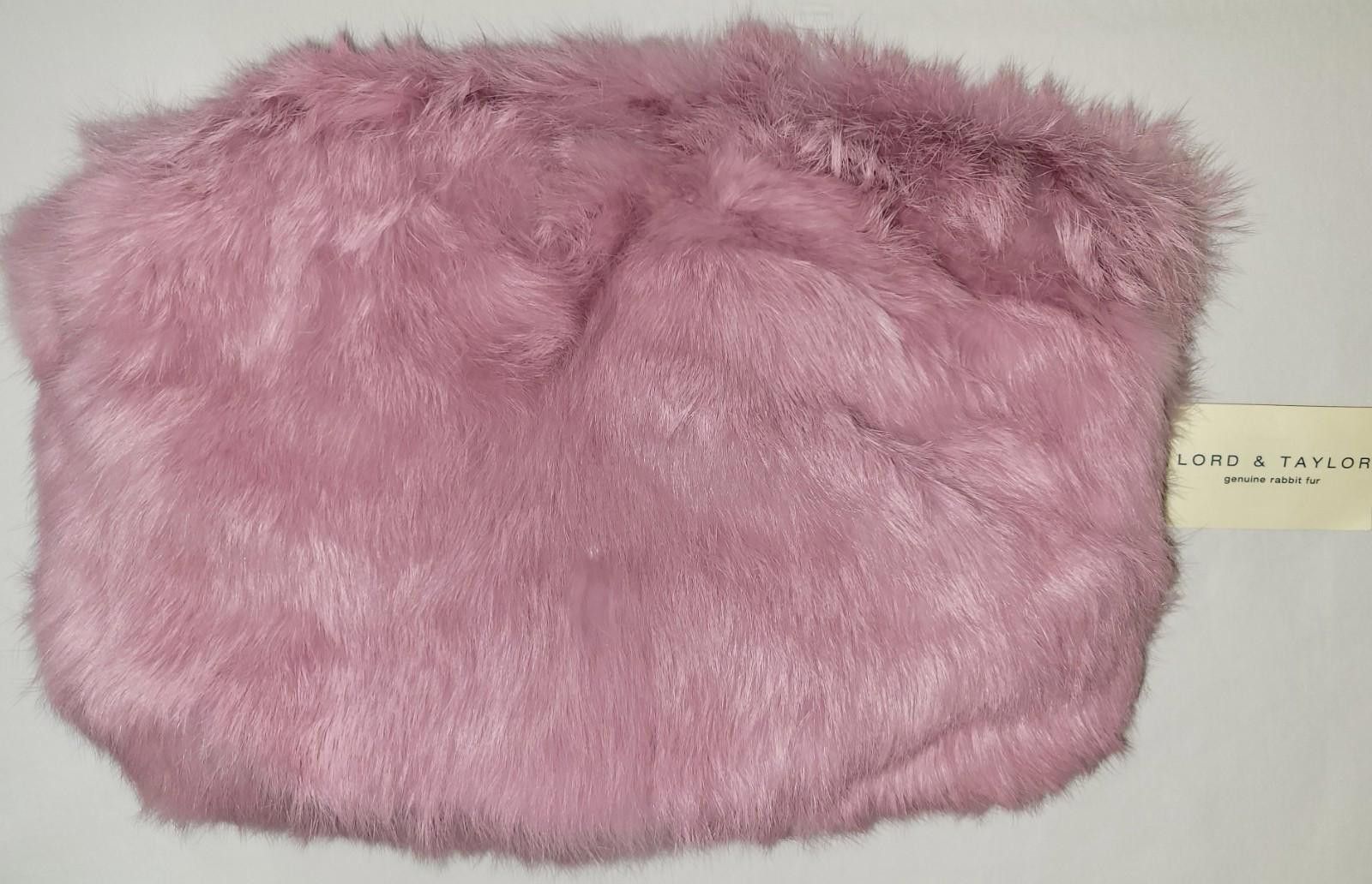 Designer Lord and Taylor pink rabbit fur hand muff Size ONE SIZE - 1 Thumbnail