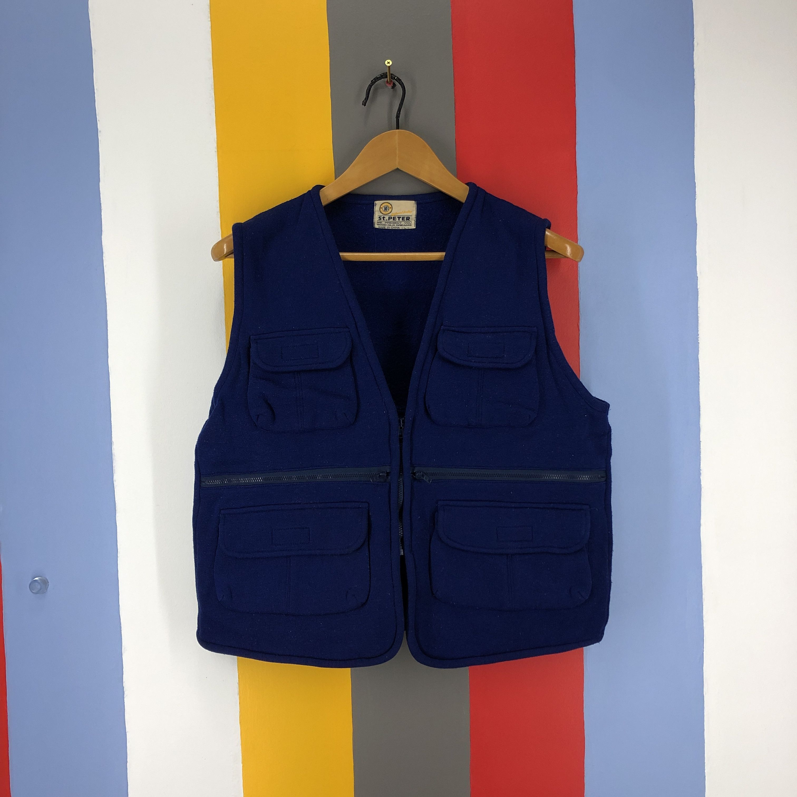 Vintage 90s Vintage St. PETER Wool Vest Multi Pocket #0760/D Size US S / EU 44-46 / 1 - 1 Thumbnail