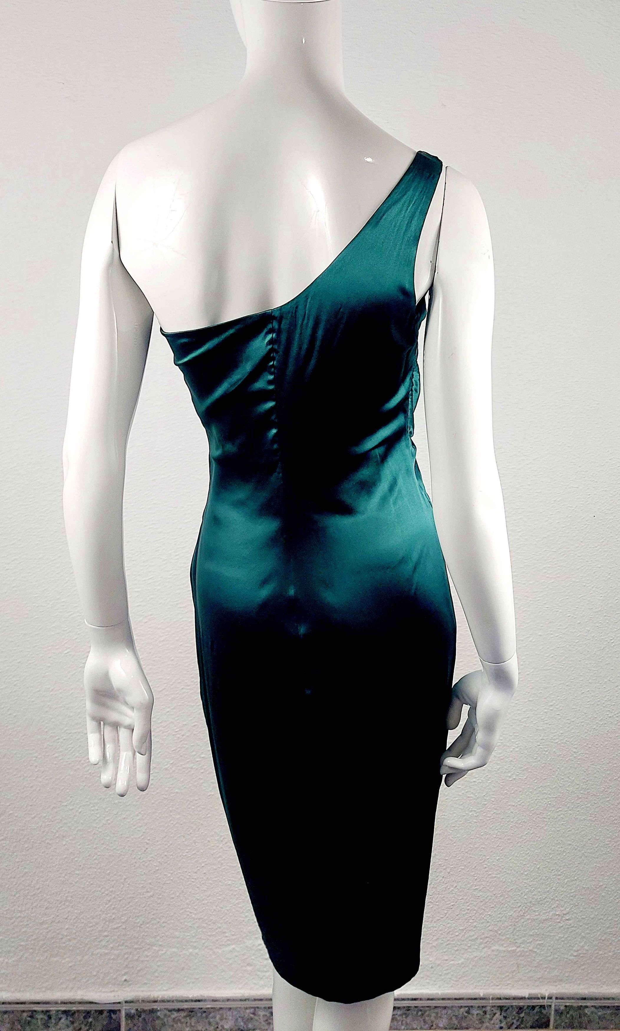 Roberto Cavalli Roberto Cavalli Green silk asymmetrical Brooch Dress Size S / US 4 / IT 40 - 7 Thumbnail