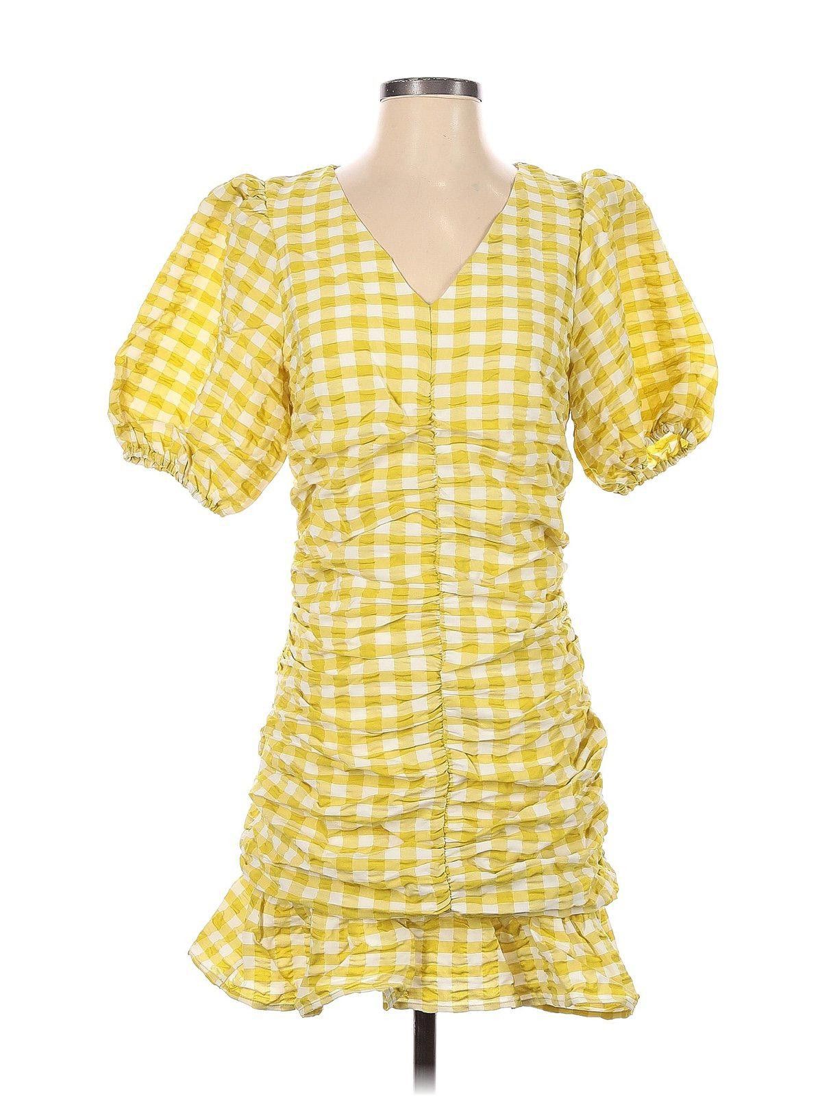 Designer Skies are Blue Yellow and White Patterned Mini Dress Size S / US 4 / IT 40 - 1 Thumbnail