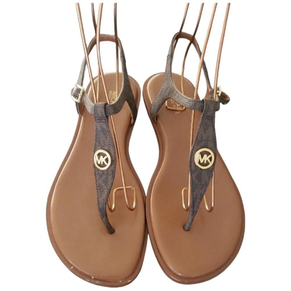 Michael Kors SH116 Michael Kors Thong Ladies Sandal Brown 7M Size US 7 / IT 37 - 1 Thumbnail