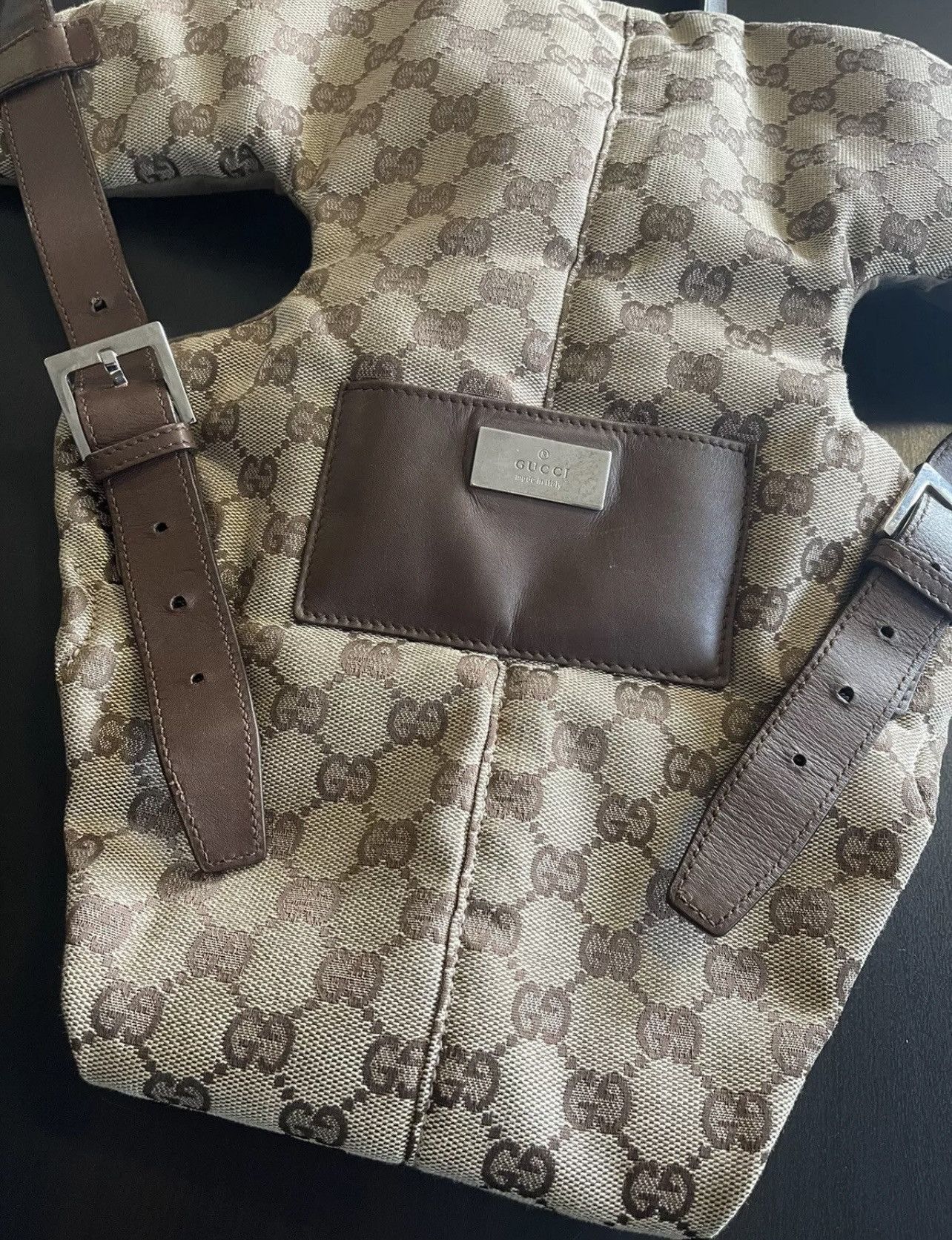 Gucci 100% Authentic GUCCI GG Monogram Baby Carrier Brown Leather Size ONE SIZE - 5 Thumbnail