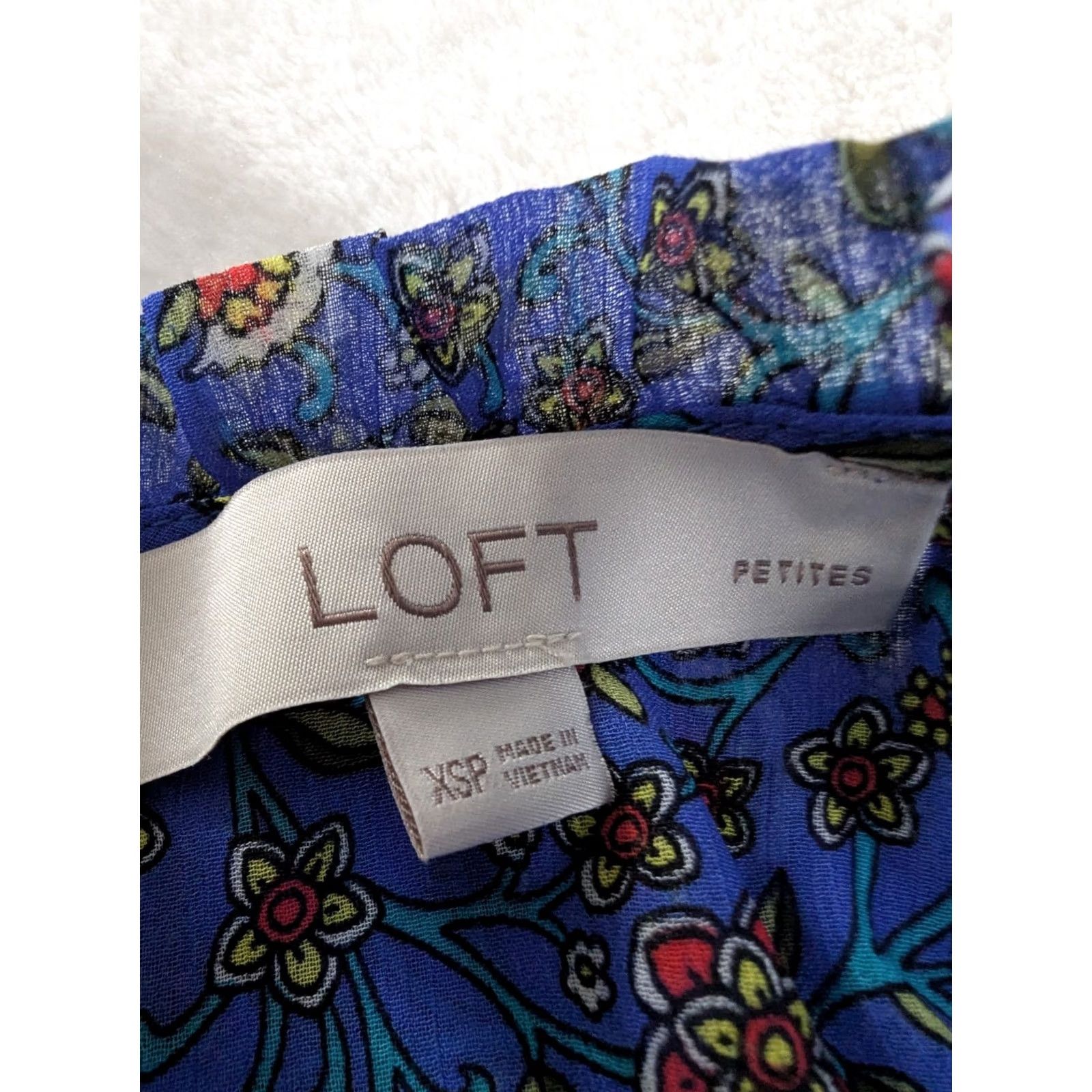 Loft SZ Loft Short Sleeve Blue Floral Ruffle Blouse Women's XS Lined Boho Feminine Shirt Dress? Size XS / US 0-2 / IT 36-38 - 5 Thumbnail