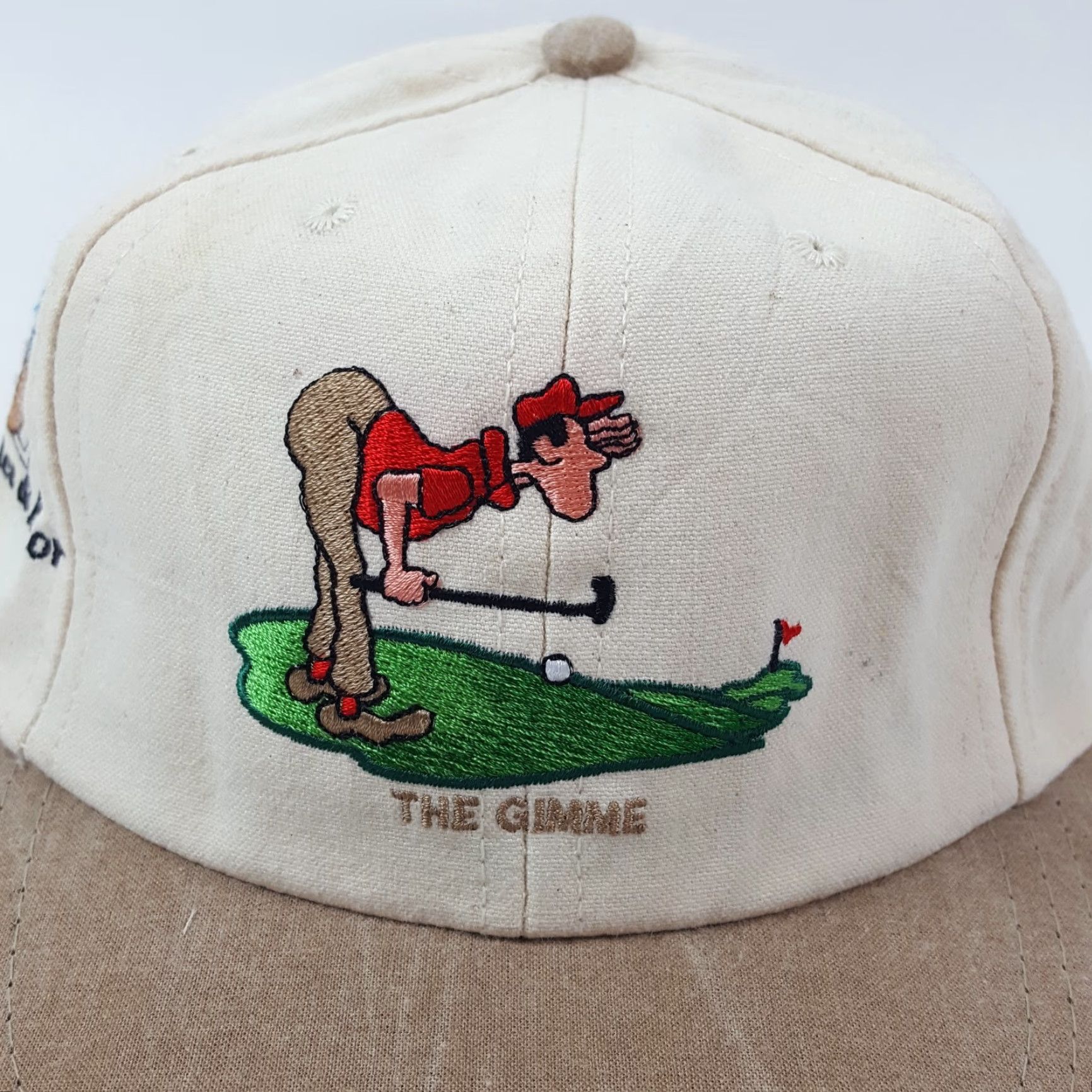 Vintage VINTAGE Brett Ogle Baseball Cap Hat Men One Size Beige Cotton Canvas Adjustable 90s Golf PGA Preppy Funny Parody Cap Size ONE SIZE - 2 Thumbnail