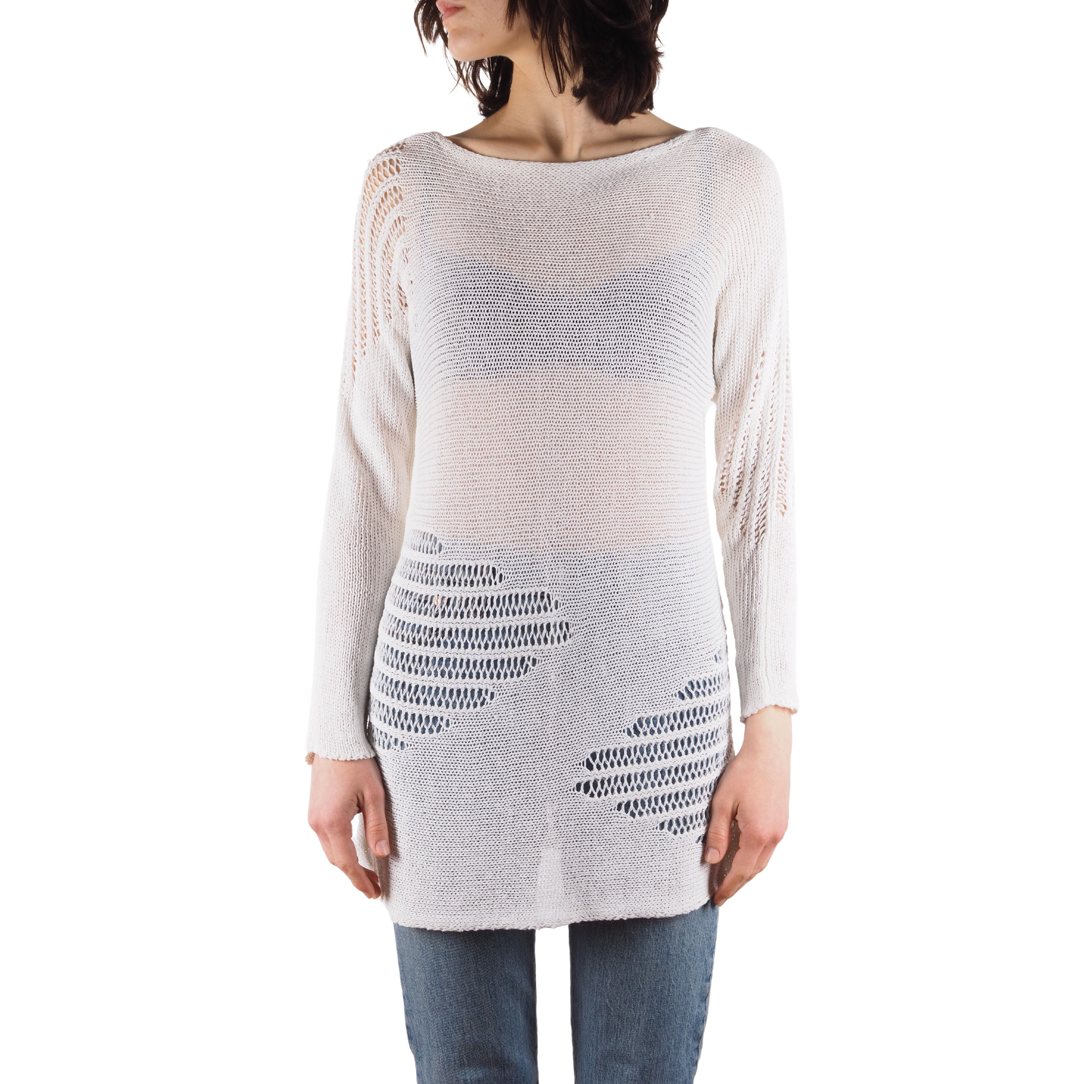Sarah Pacini Sarah Pacini Vintage White Open Knit Top Tunic Sweater Size S / US 4 / IT 40 - 1 Thumbnail
