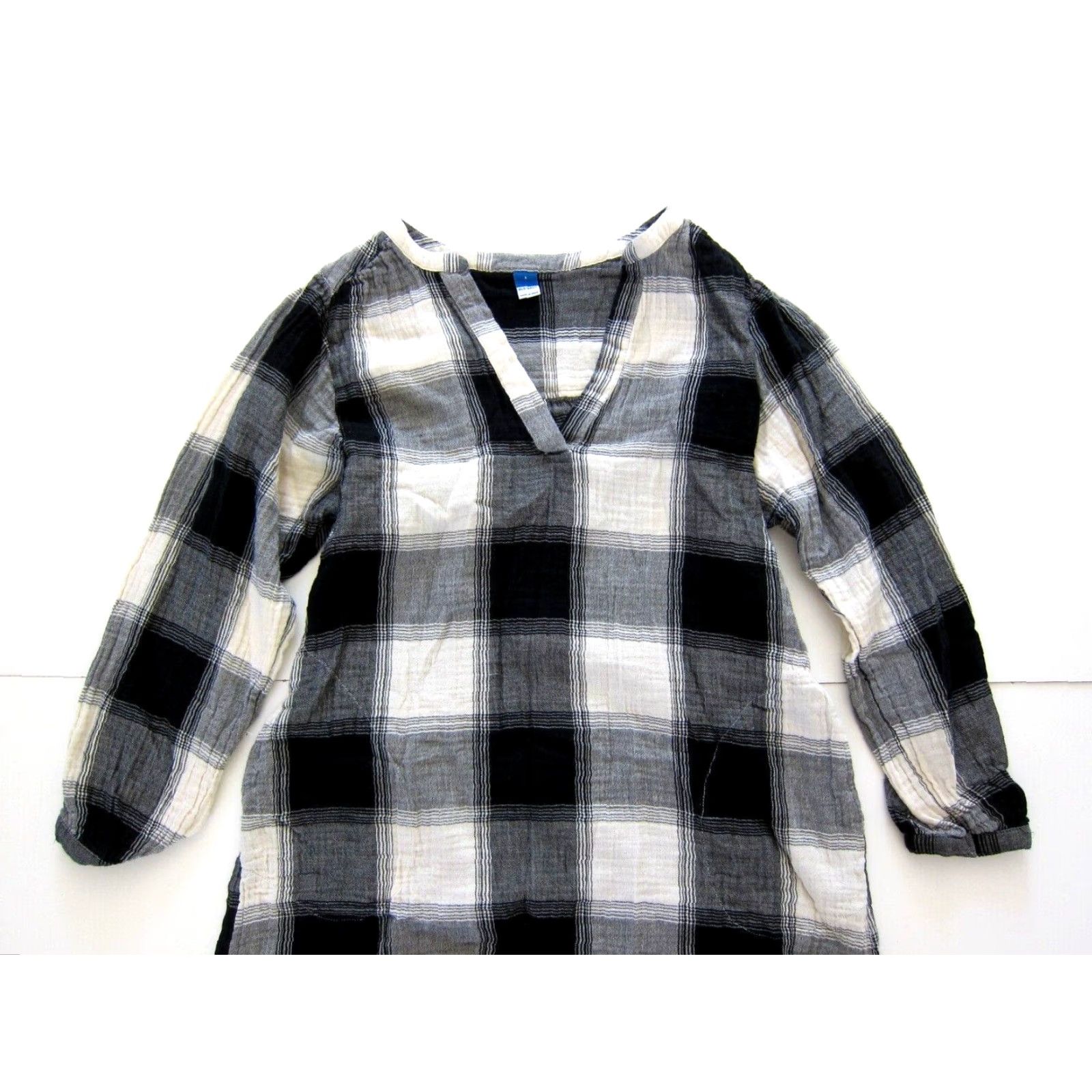 Old Navy Old Navy Cotton Gauze Black White Plaid Pocket Tunic Dress S Size M / US 6-8 / IT 42-44 - 5 Thumbnail