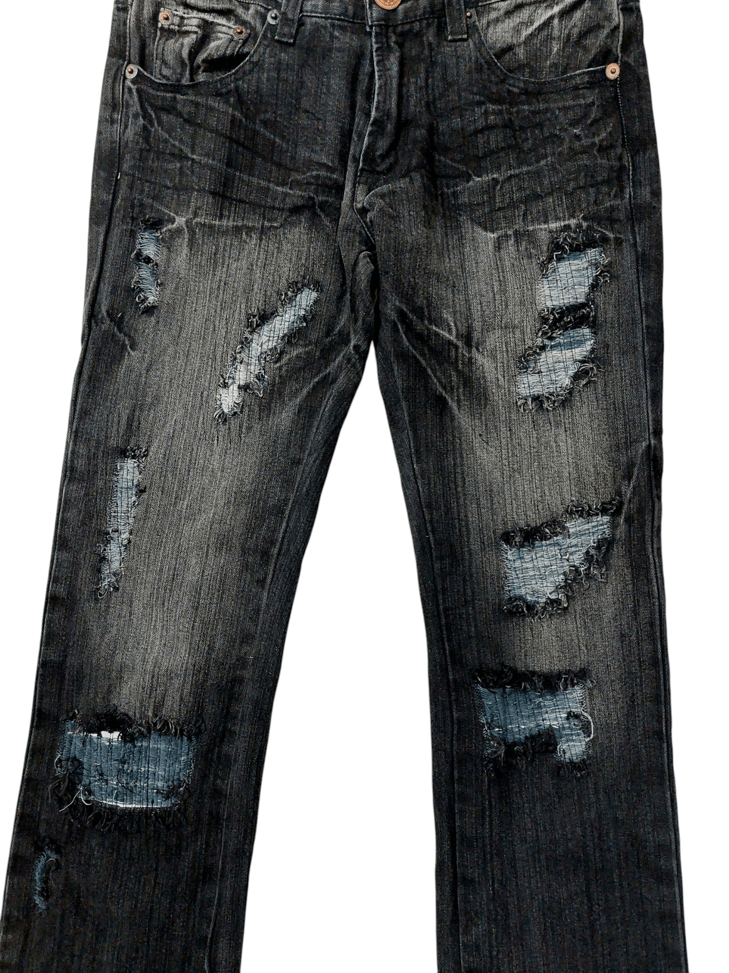 Grudged Limited Ripped Stitch Flare Denim
