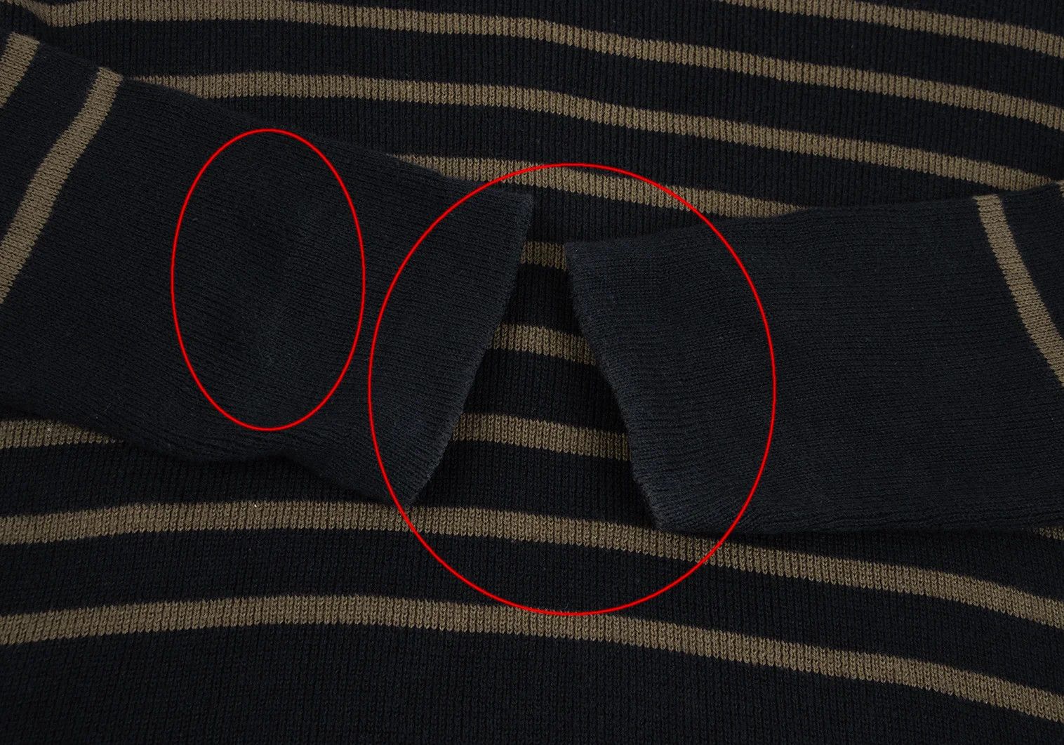 Jean Paul Gaultier Tower Print Striped Knit Sweater in Navy Khaki, Size 48 Size US M / EU 48-50 / 2 - 7 Thumbnail