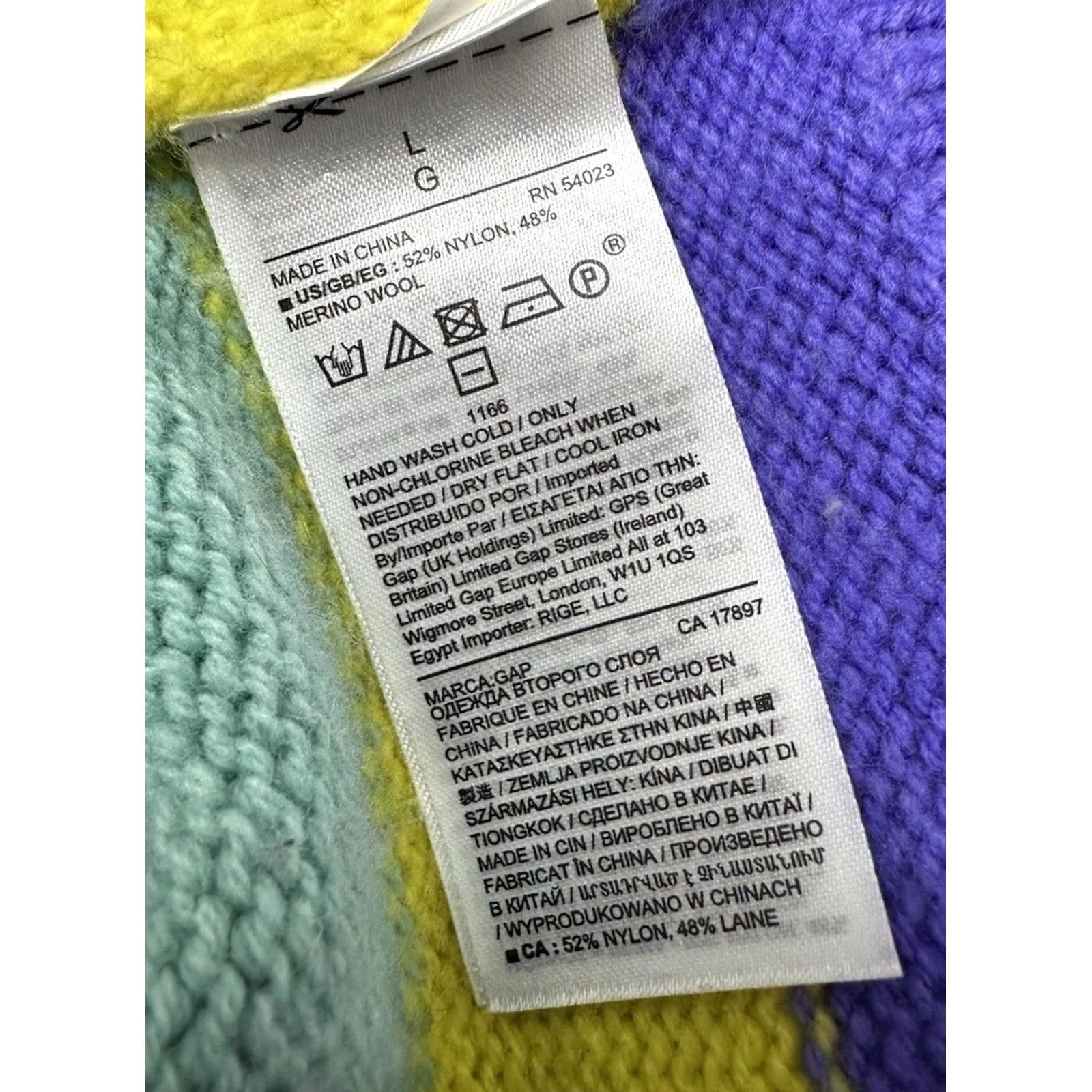 Gap Gap Puff Sleeve Rainbow Stripe Merino Wool Womens Large Sweater Size L / US 10 / IT 46 - 6 Thumbnail