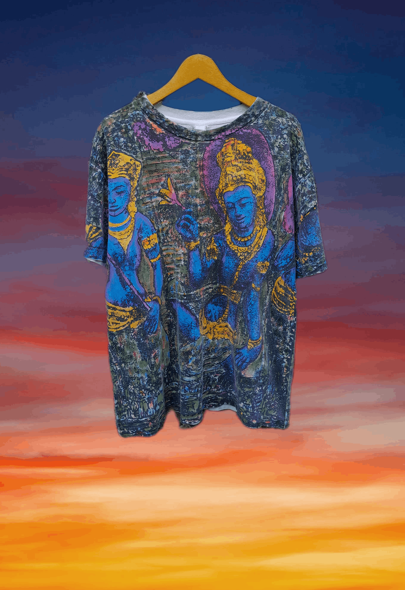 Vintage Vintage early 90s Buddhism art All Over Print t-shirt Size US L / EU 52-54 / 3 - 1 Thumbnail