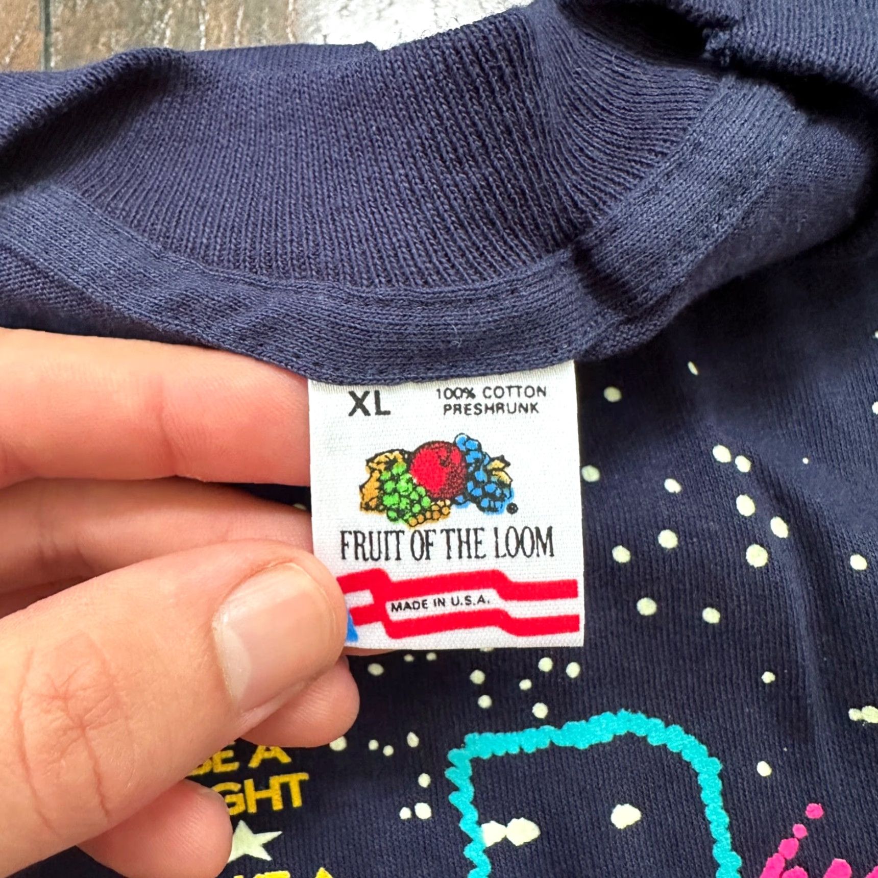 Fruit Of The Loom VINTAGE Fruit of the Loom T-Shirt Navy XL Men Crew Neck Short Sleeve 90s Plug In City PDX Oregon 1992 VTG Electricity Fun Running Difference Size US XL / EU 56 / 4 - 3 Thumbnail