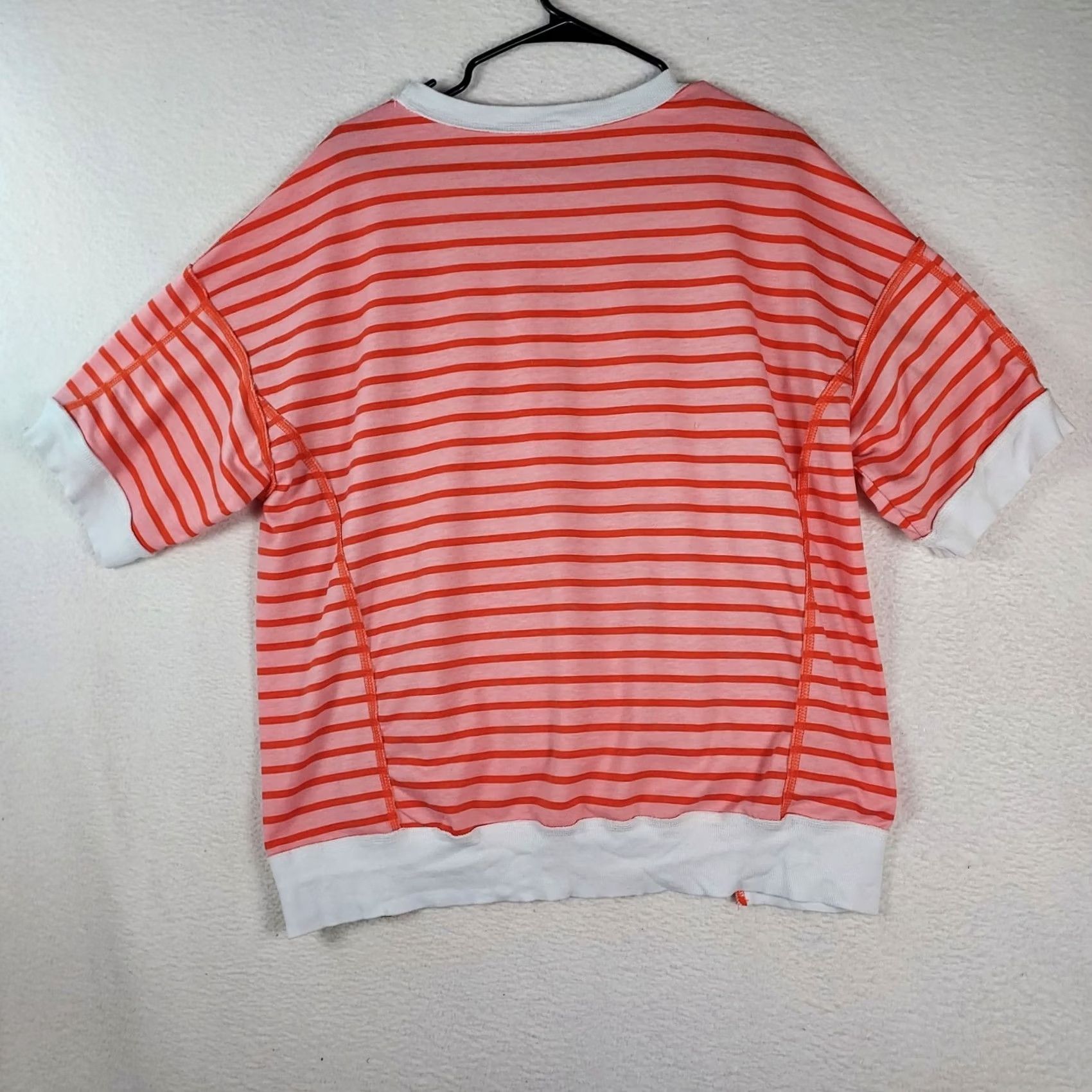 Pinko Womens Cropped Stripe Sweatshirt Short Sleeve Pink Orange Medium Casual T-Shirt Pullover Round Neck Size M / US 6-8 / IT 42-44 - 2 Thumbnail
