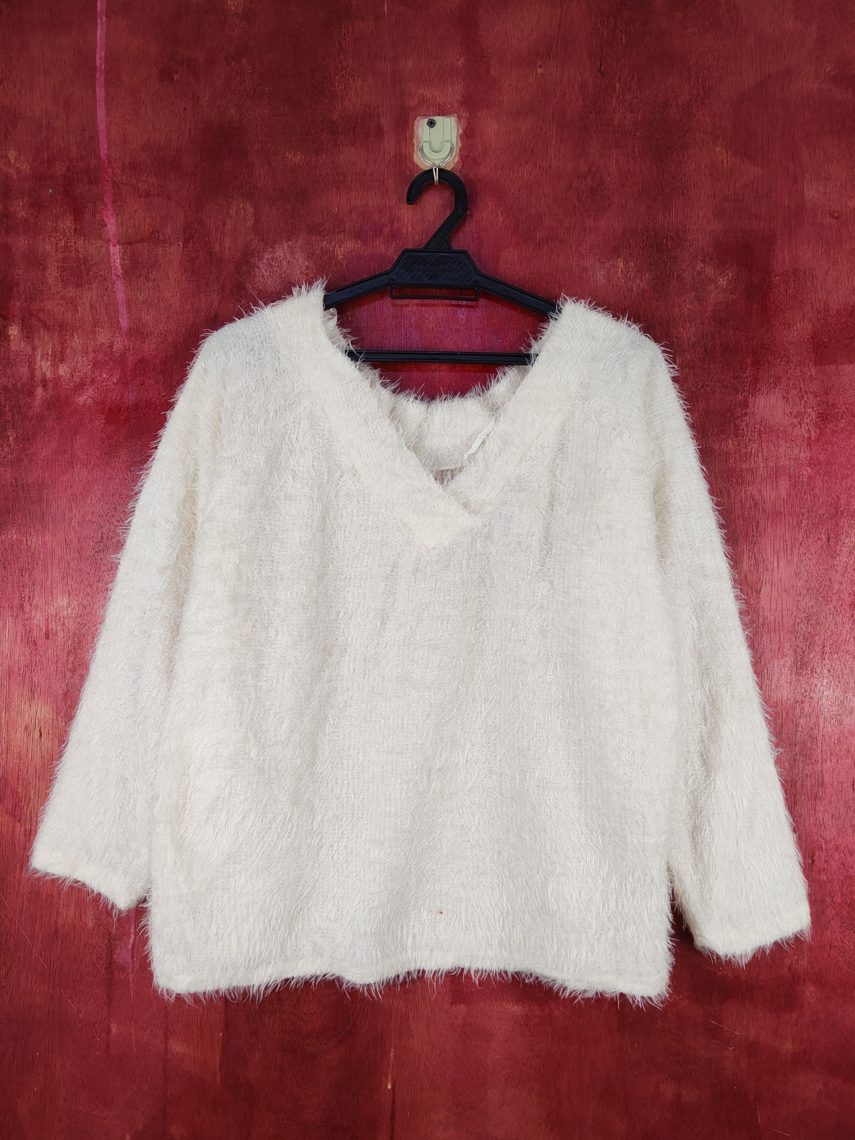 Aran Isles Knitwear Sureve Ivory Shag Shaggy Fur Mohair Knitwear #S2057 Size L / US 10 / IT 46 - 1 Thumbnail