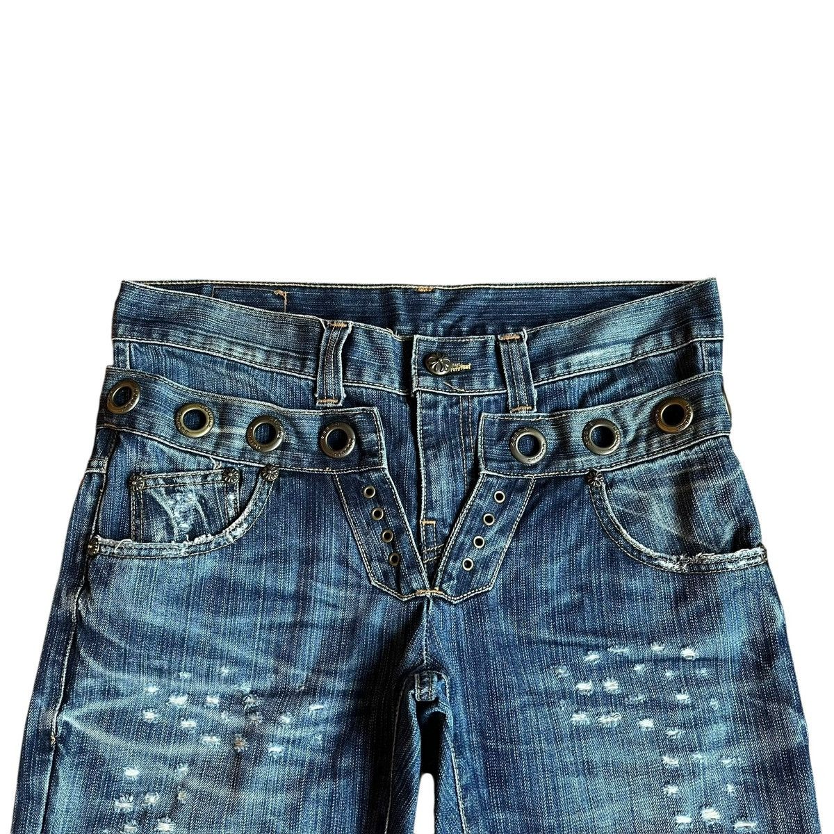 Tornado Mart Y2K Double Waist Studded Jeans By Double Bless Size US 33 - 2 Thumbnail