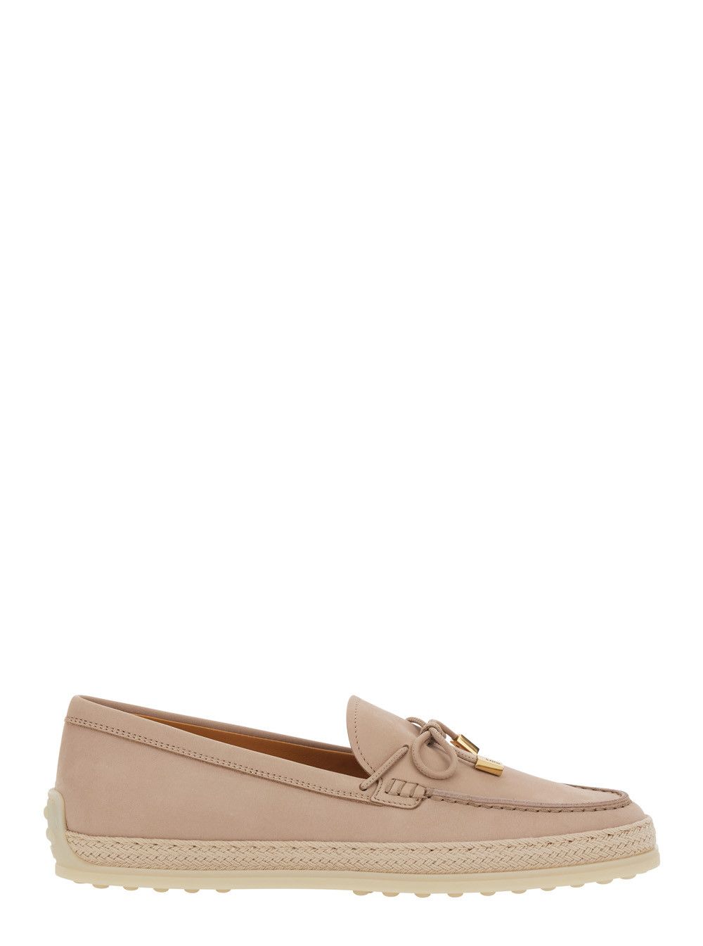 Tod's Loafers 'Tod's' Pink with Bow Detail and Rope Trim in Leather Women Size US 10 / IT 40 - 1 Thumbnail