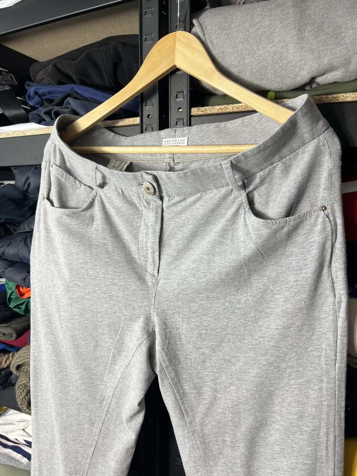 Brunello Cucinelli Brunello Cucinelli Women’s Cotton Stretch Pants Grey IT 44 Size 30" / US 8 / IT 44 - 5 Thumbnail