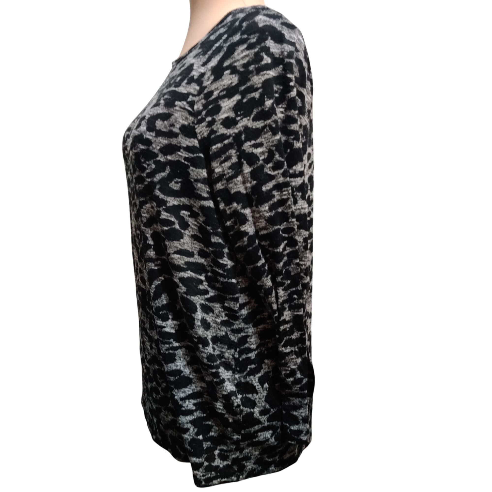 Other Sunny Leigh Plus Size 1X Black Gray Leopard Print Tunic Top Size XL / US 12-14 / IT 48-50 - 3 Thumbnail