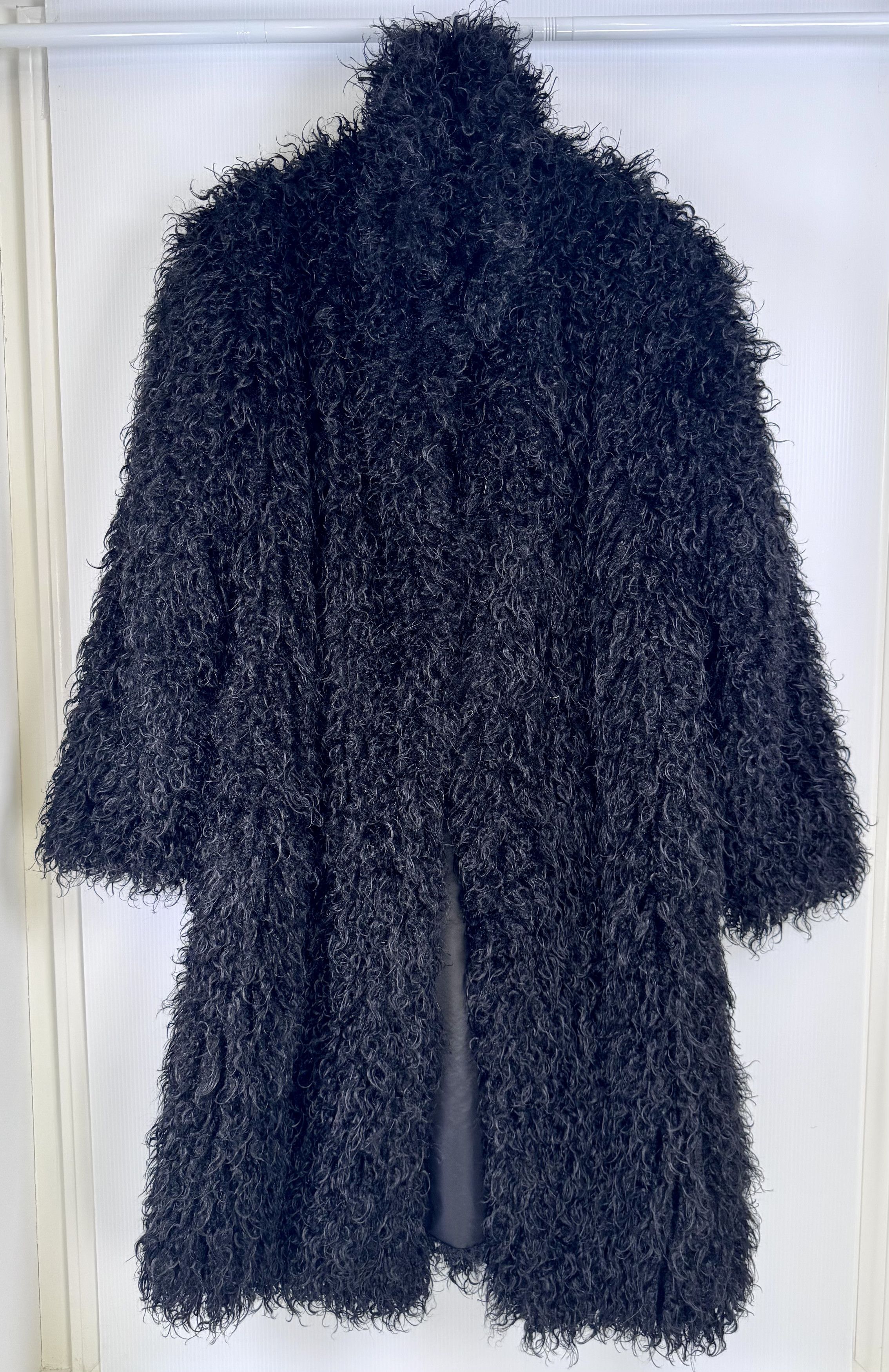 Other UNISEX Black Luxury Full Length Faux Mongolian Fur Coat Size 4XL / US 24-26 - 2 Thumbnail