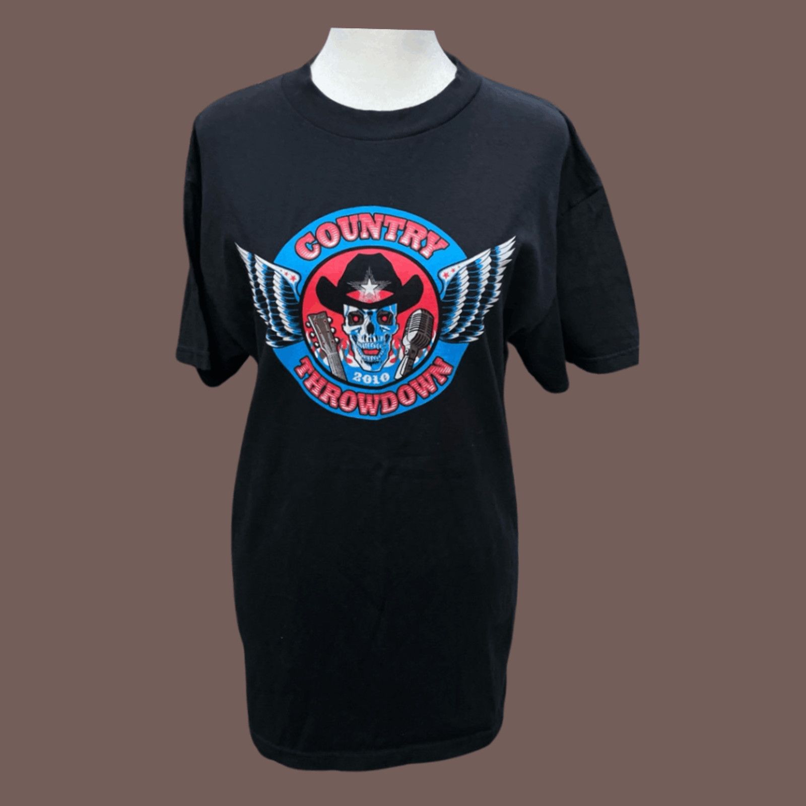 Alstyle × Vintage VTG Band Tee | Country Throwdown Skull Black | Tour Merch Size US M / EU 48-50 / 2 - 1 Thumbnail