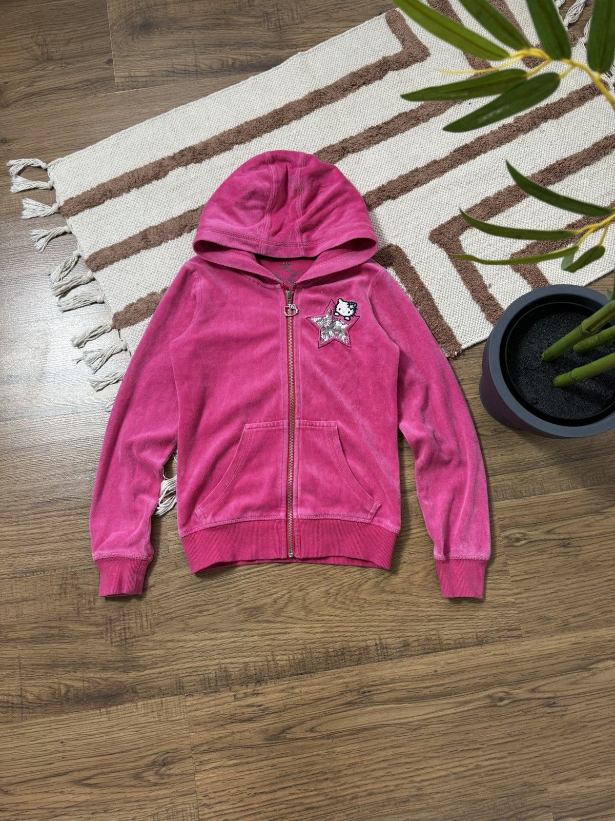 Cartoon Network HELLO KITTY VELOUR 2000s ZIP HOODIE Size XXS / US 00 / IT 34 - 1 Thumbnail