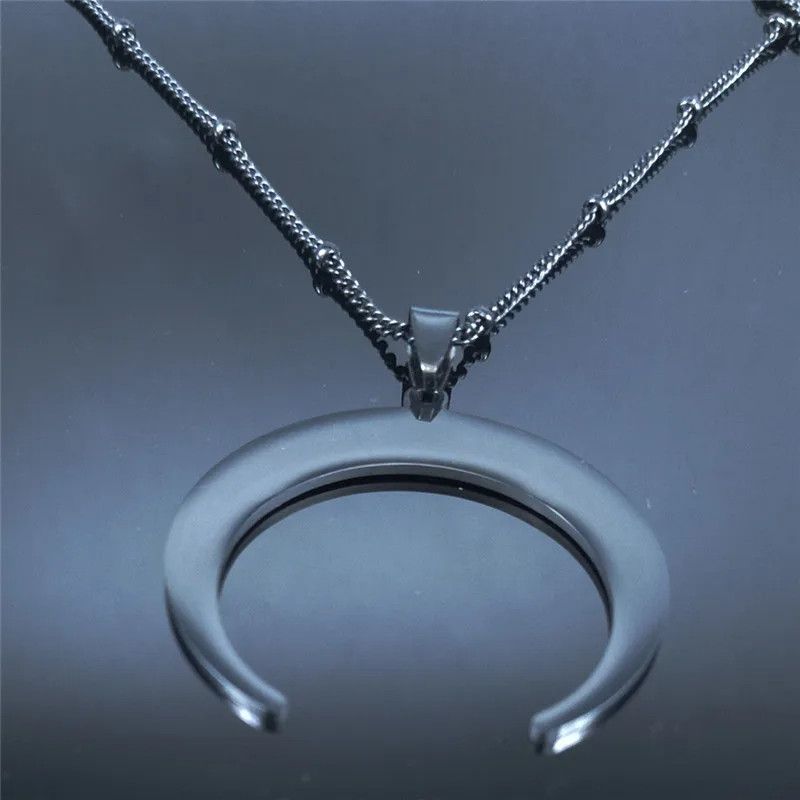 Jewelry Gothic Black Moon Pendant Necklace Emblem Talisman Size ONE SIZE - 4 Thumbnail