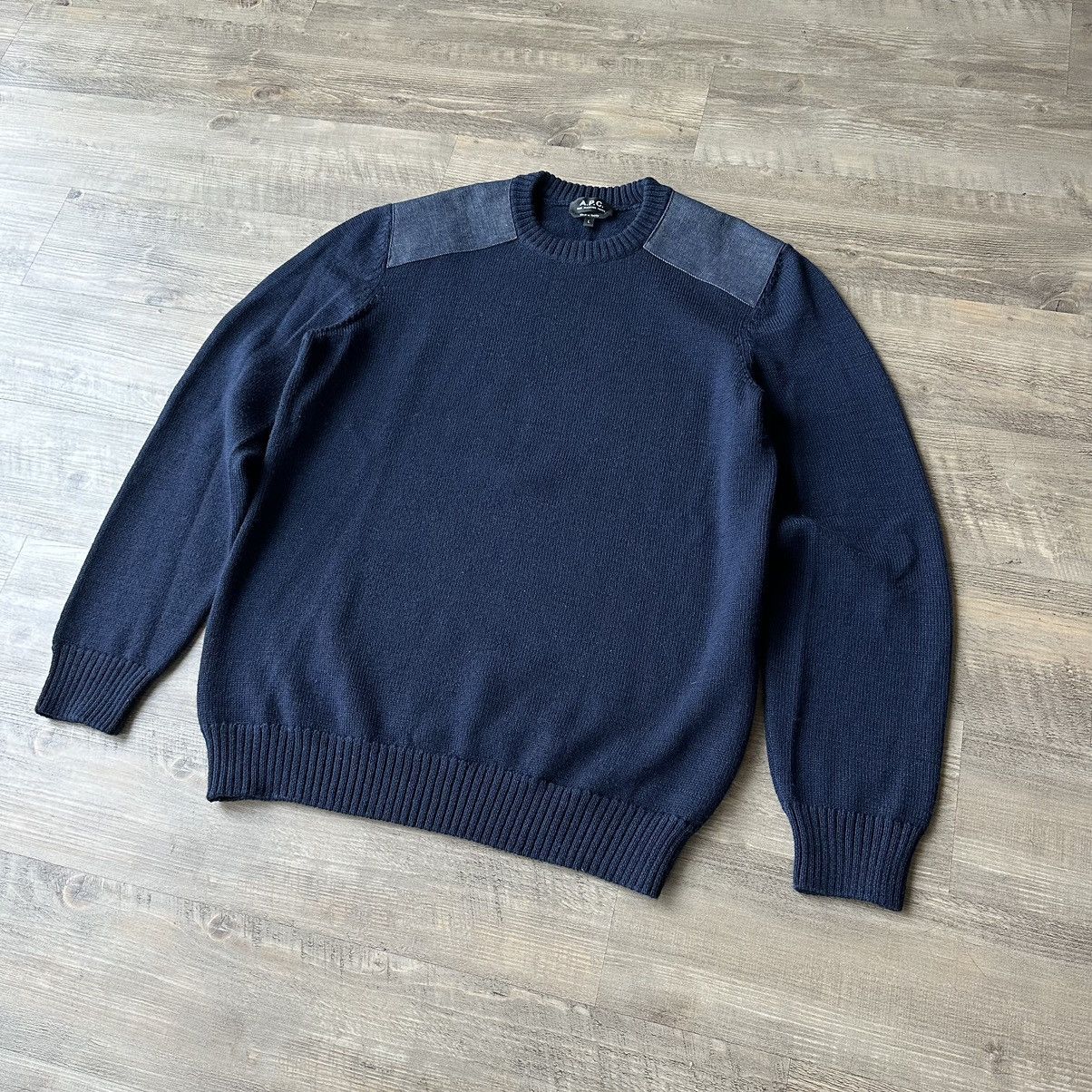 A.P.C. A.P.C. Karlheinz Shoulder Patchwork Wool Crew Neck Sweater Size US L / EU 52-54 / 3 - 3 Thumbnail
