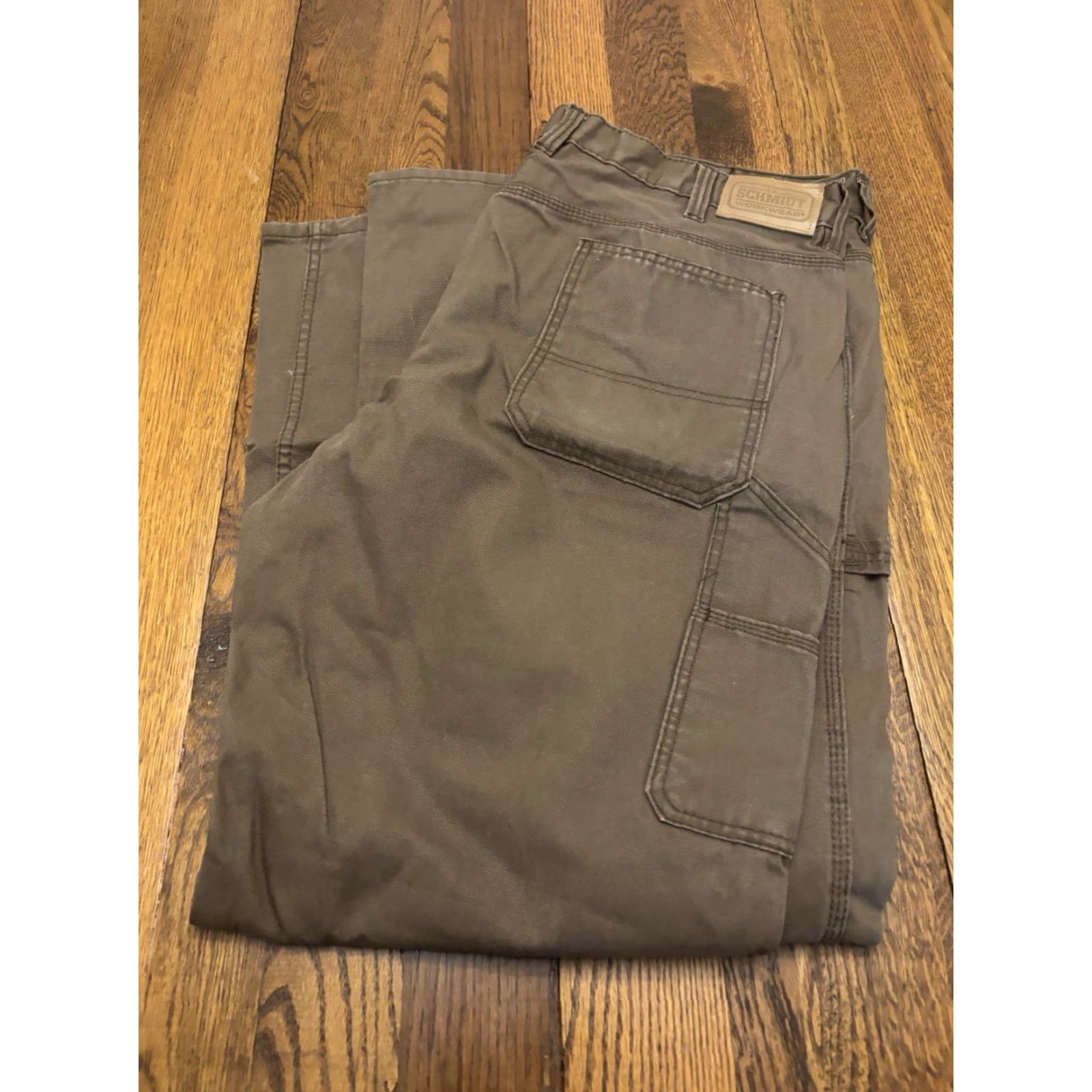Vintage CE Schmidt Workwear Utility Jeans Mens 42X 34 Canvas Brown Relaxed Fit Comfort Flex Belt Loops Logo 42 Inseam 34 Size US 42 / EU 58 - 5 Thumbnail