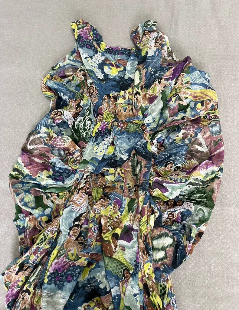 Yohji Yamamoto Unique Pleated Dress with Vintage Print-2506 Size M / US 6-8 / IT 42-44 - 5 Thumbnail