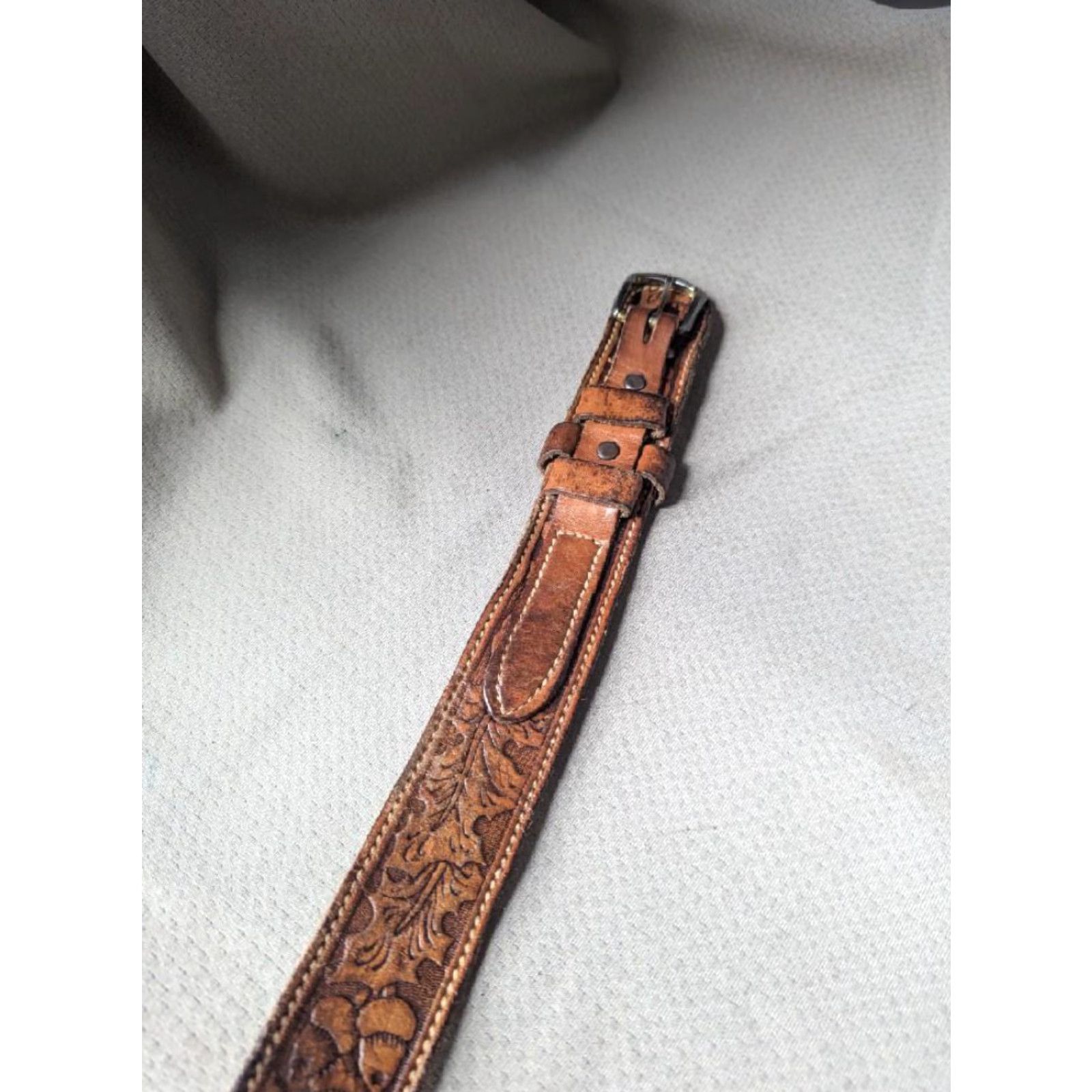Vintage VINTAGE Textan belt 38 leather western Ranger Acorn buckle belt Mens Size 38 - 4 Thumbnail