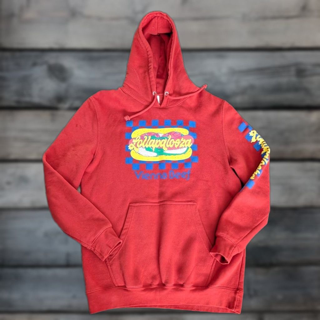 Vintage VINTAGE Lollapalooza Vienna Beef Hoodie Mens Medium Hooded Sweatshirt Brick Red Chicago Size US M / EU 48-50 / 2 - 1 Thumbnail