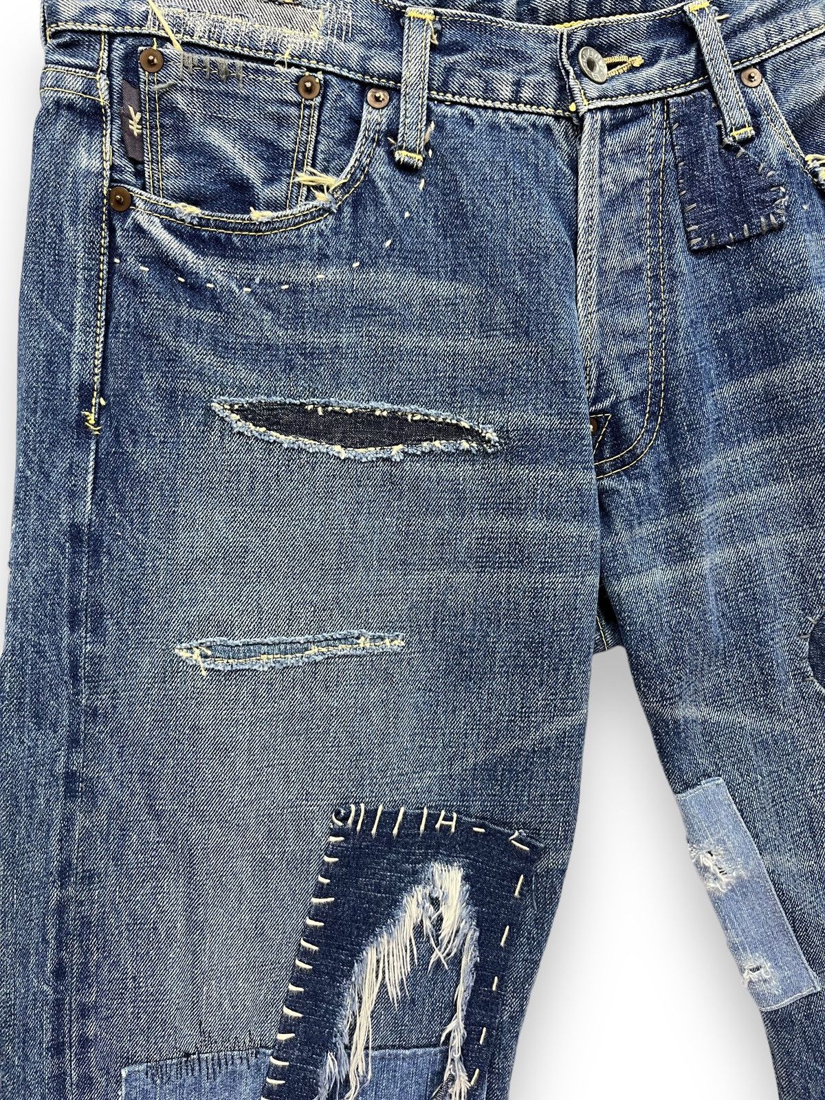Japanese Brand 🔥Grunge Patchwork Distressed Original Selvedge Denim Japan Size US 32 / EU 48 - 6 Thumbnail