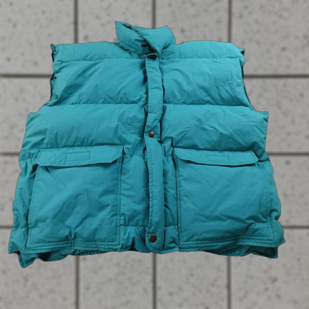 Vintage VTG Key Vest Mens XL Blue Green Down Quilted Puffer Insulated Outdoor Workwear QC Pockets Size US XL / EU 56 / 4 - 1 Thumbnail
