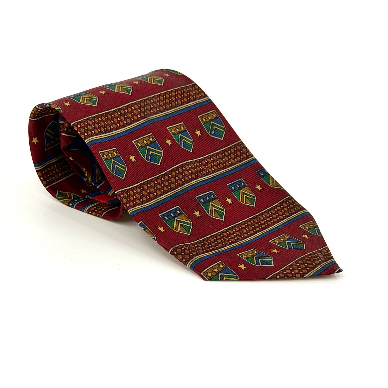 Tommy Hilfiger Vintage 90s Red Crest Stars Heraldic Preppy Necktie Size ONE SIZE - 1 Thumbnail