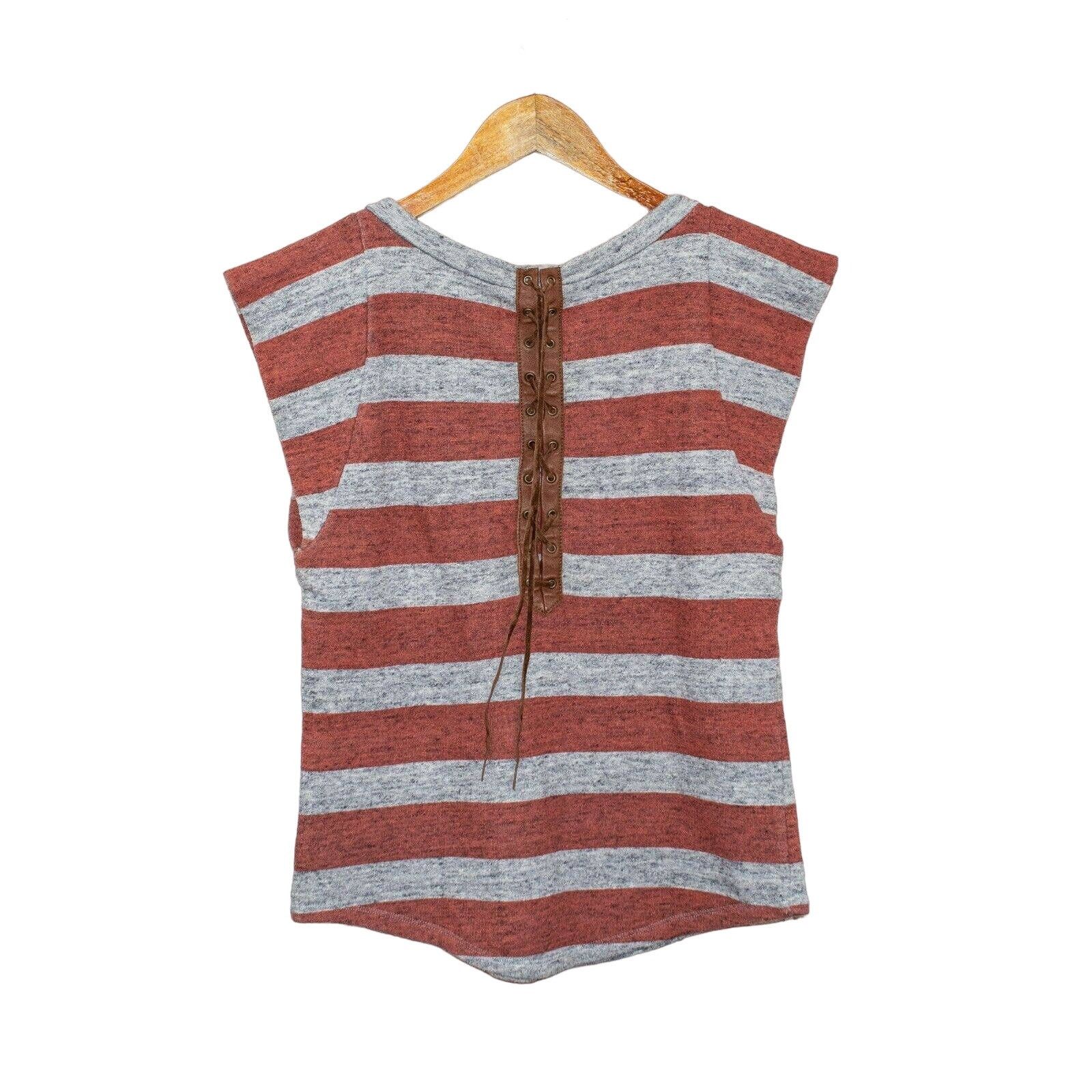 Sandro SANDRO Short Sleeve Sweatshirt Back Leather Lace up Size L / US 10 / IT 46 - 7 Thumbnail