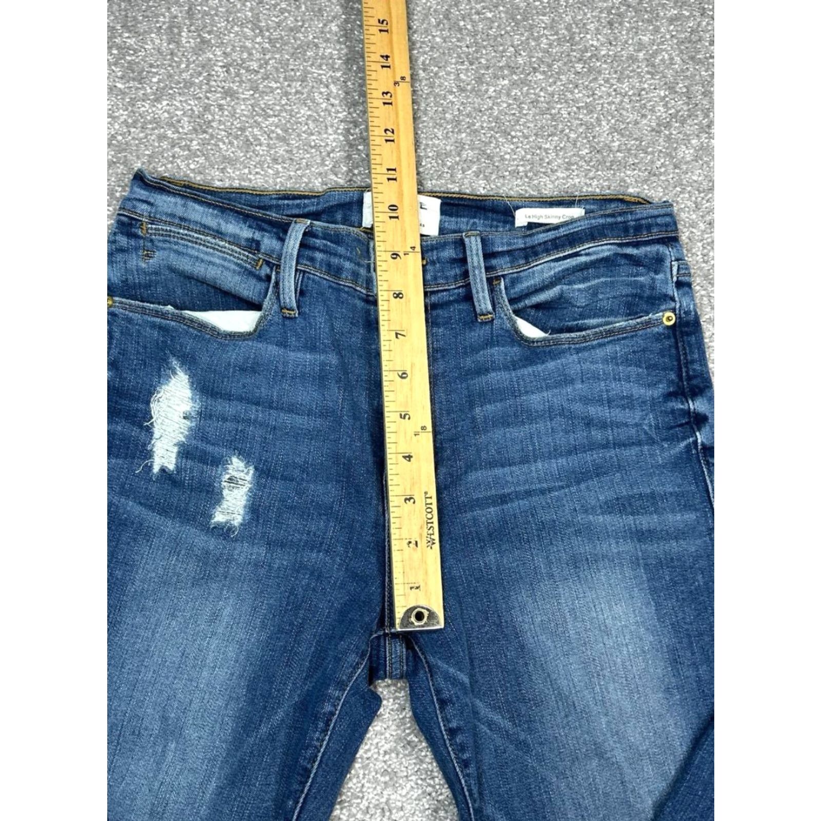 Frame Frame Le High Skinny Cropped Jeans Womens 27 Blue Denim Cotton Distressed 27x26 Size 27" / US 4 / IT 40 - 3 Thumbnail