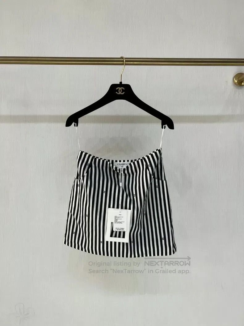 Chanel Chanel Striped logo glitter skirt Size 24" / US 00 / IT 34 - 1 Thumbnail