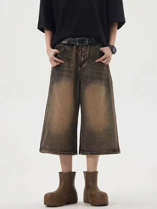 VIBE Vintage wide-leg wasteland style washed loose denim shorts Size US 34 / EU 50 - 1 Preview