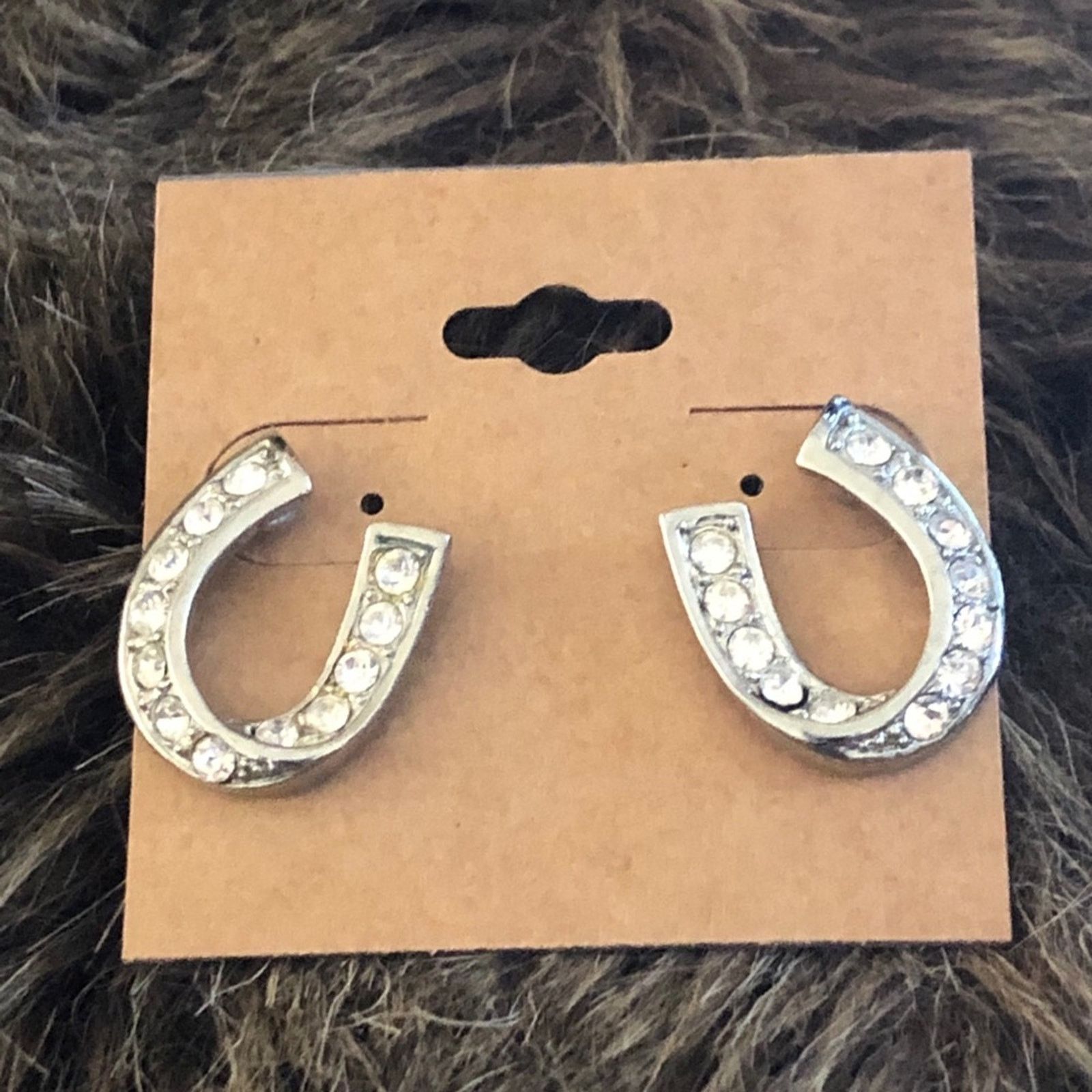 Jewelry Lucky horseshoe silver tone rhinestone earrings Size ONE SIZE - 5 Thumbnail