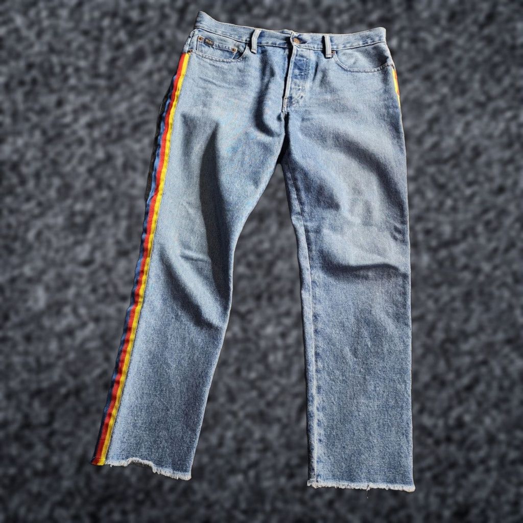Ralph Lauren VINTAGE Womens Ralph Lauren Jeans Boyfriend Style Regular Blue Cotton Denim W29 L25 Rainbow Theme Size 29" - 1 Thumbnail