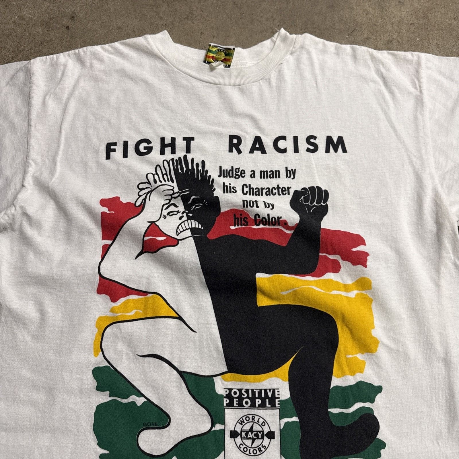 Vintage Kacy Colors Shirt 2XL White 90s Work Fight Culture