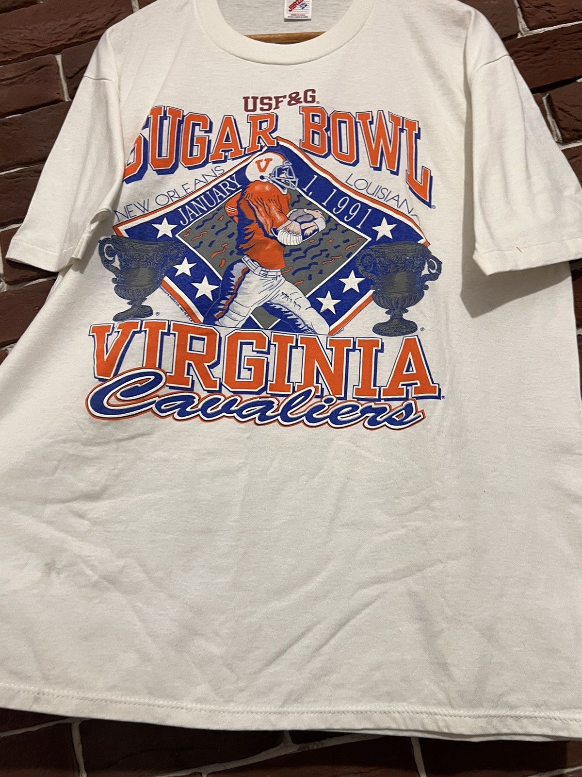 NCAA Vaintage 1991 90s Sugar Bowl Virginia Cavaliers Football Tee Size US XXL / EU 58 / 5 - 4 Thumbnail