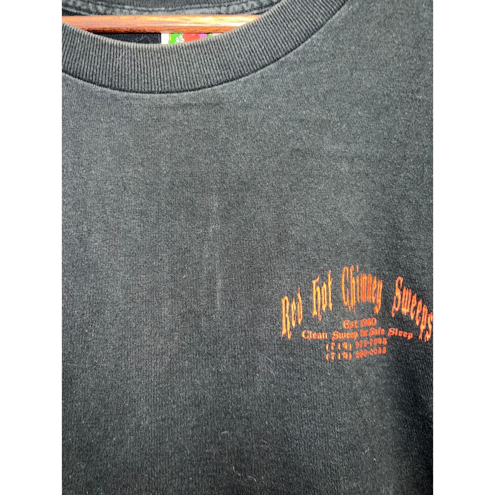 Fruit Of The Loom Vintage Chimney Sweeps Shirt Red Hot Black Graphic Tee 90s L Size US L / EU 52-54 / 3 - 4 Thumbnail