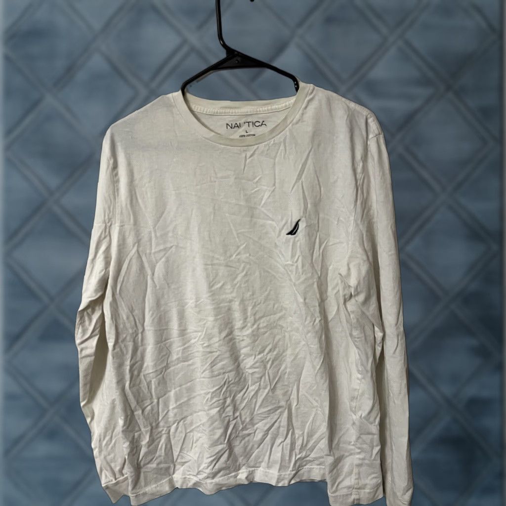 Nautica Nautica Men's Large Long Sleeve Solid White Pullover Sweater - Classic Knit, Lightweight, Embroidered Logo Size US L / EU 52-54 / 3 - 1 Thumbnail