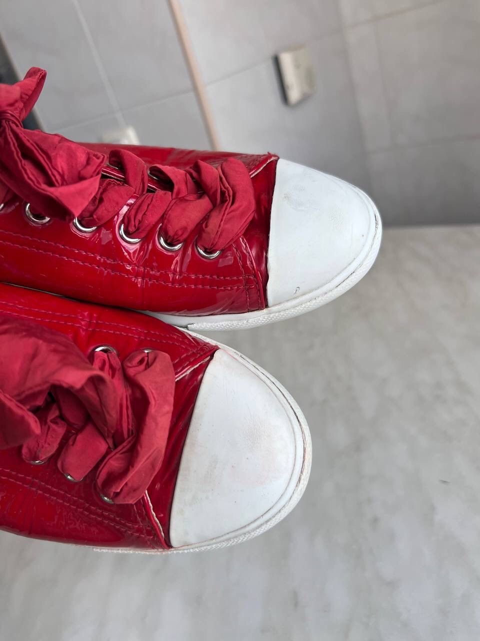 Prada Vintage Prada Sneakers 2000s Red Leather Y2K Luxury Size US 8 / IT 38 - 4 Thumbnail
