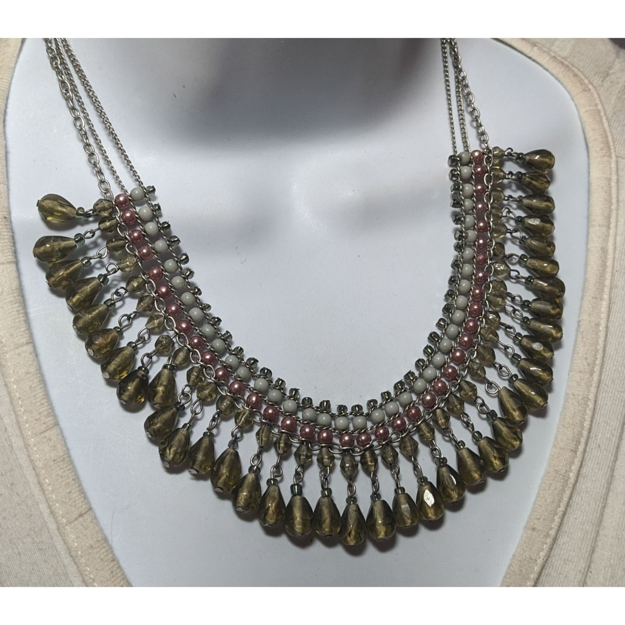 Other Handmade Vintage Bohemian Glass And Pearl Beaded Fringe Neck Size ONE SIZE - 7 Thumbnail