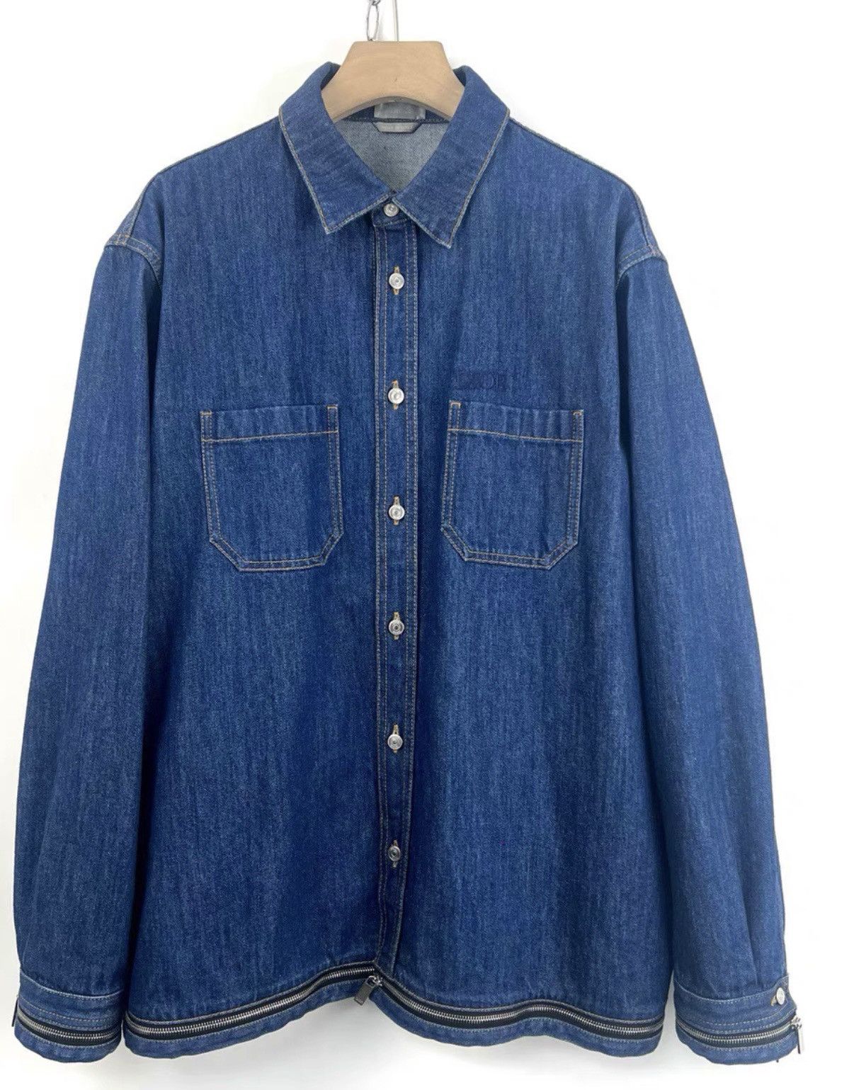 Dior Dior Zip Detail Logo Embroidered Denim Jacket K12 Size L / US 10 / IT 46 - 1 Thumbnail